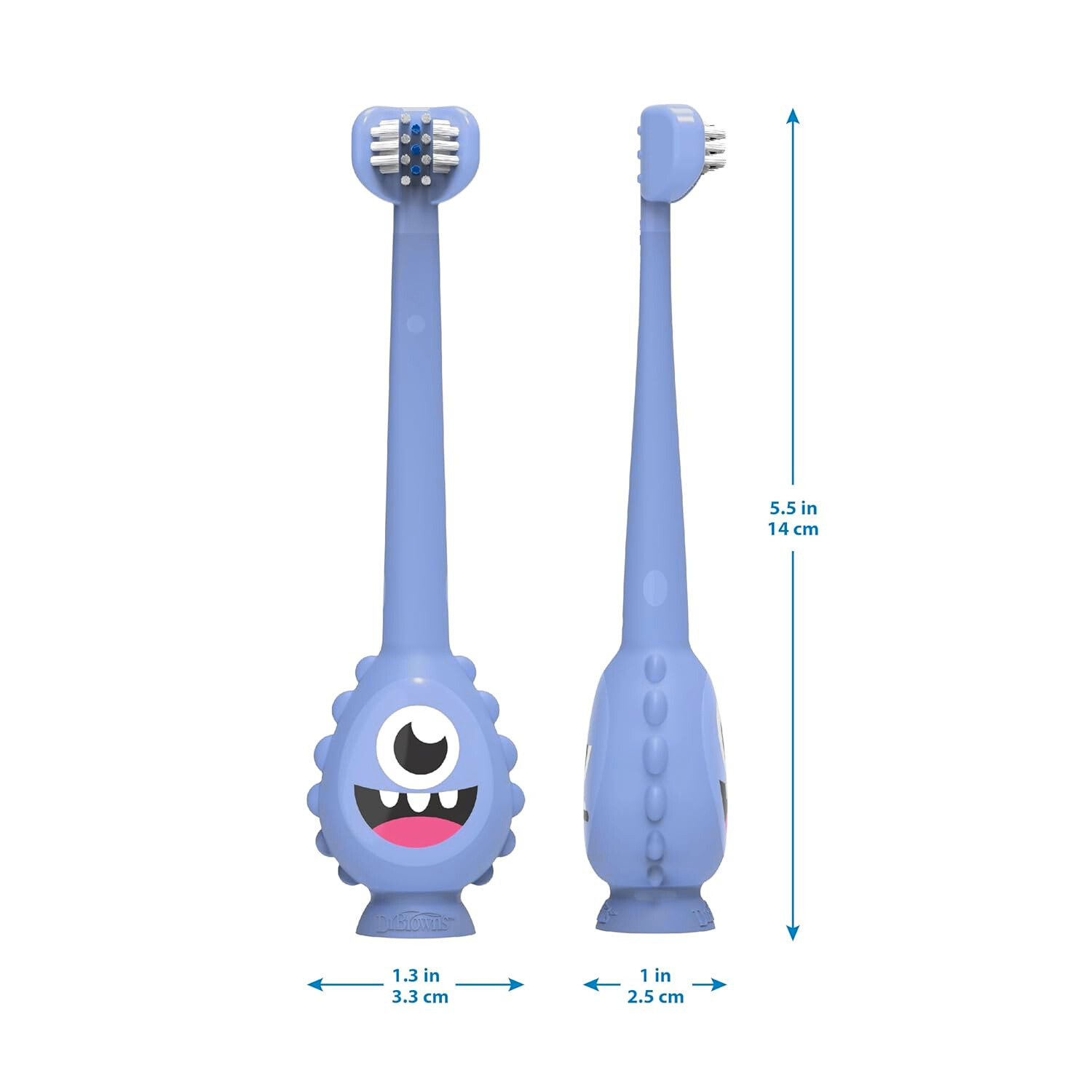 Dr. Brown's ToothScrubber Toddler Toothbrush BPA Free Ages 1-4 Monster Design Manual Brush Purple (1 Count)