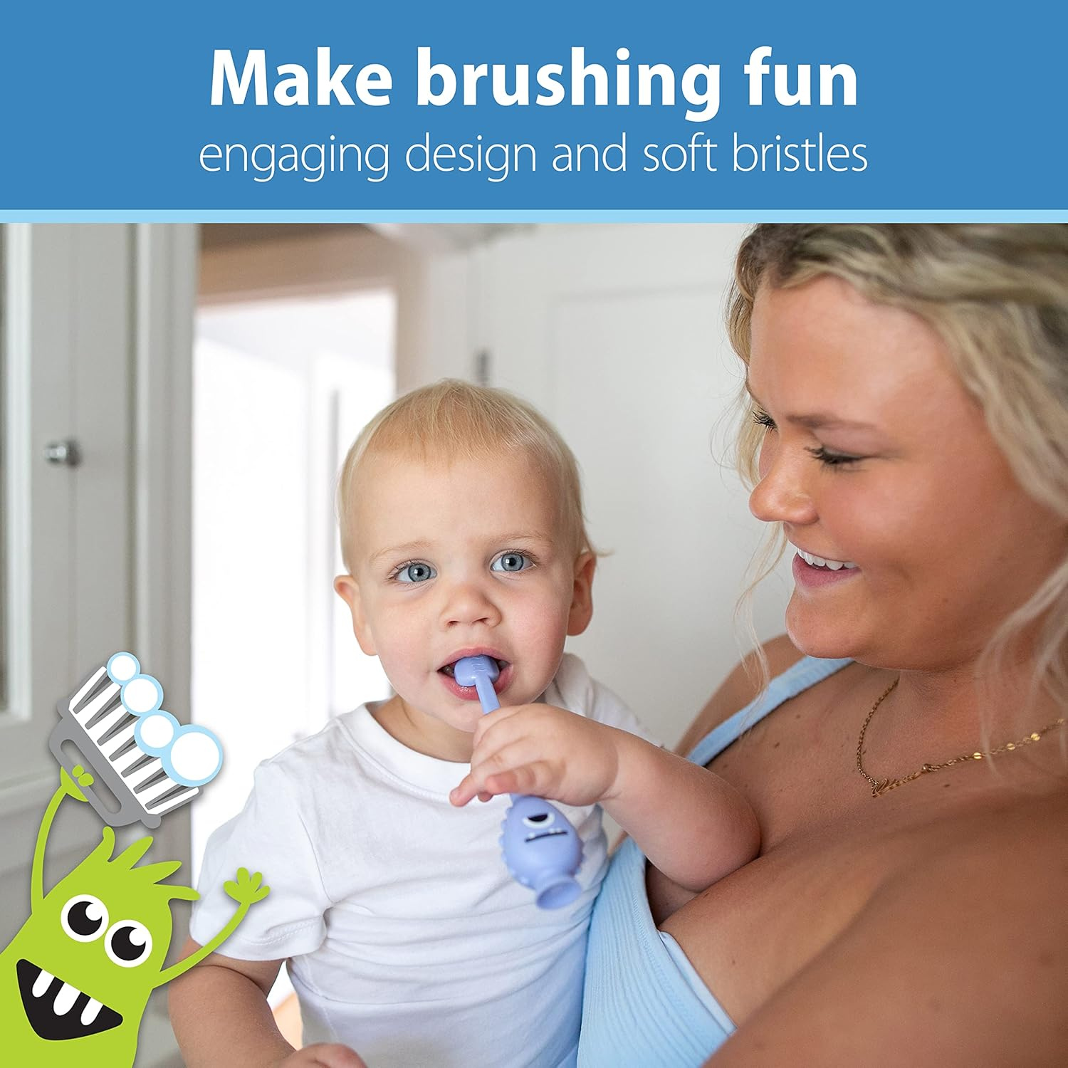 Dr. Brown's ToothScrubber Toddler Toothbrush BPA Free Ages 1-4 Monster Design Manual Brush Purple (1 Count)