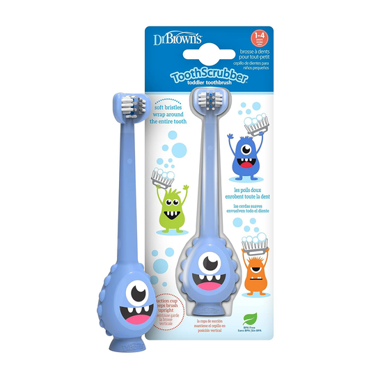 Dr. Brown's ToothScrubber Toddler Toothbrush BPA Free Ages 1-4 Monster Design Manual Brush Purple (1 Count)