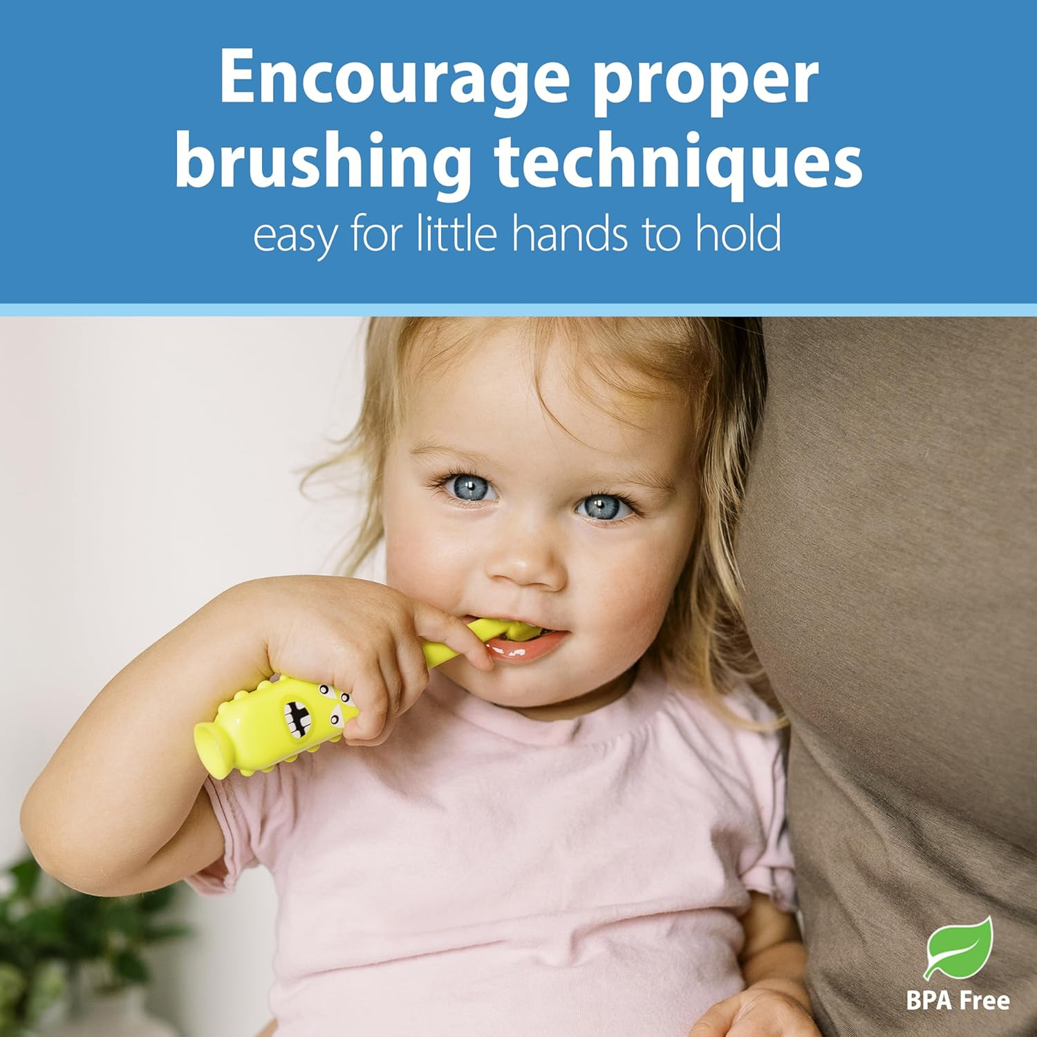 Dr. Brown's ToothScrubber Toddler Toothbrush for Kids 1-4 Years | Triple-Sided Soft Bristles | Tongue Cleaner | Easy-Grip Monster Handle | BPA-Free (Monster Green, 1 Pack)