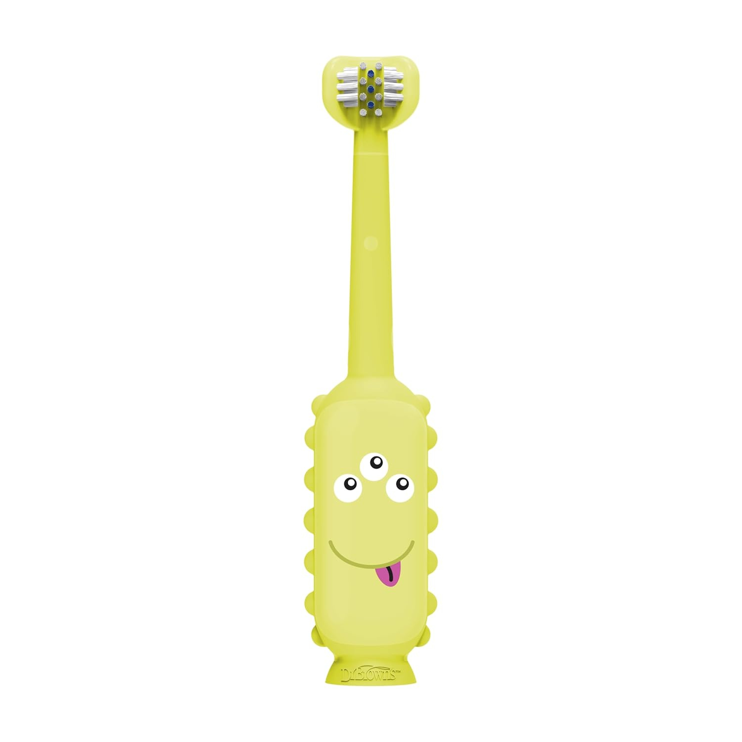Dr. Brown's ToothScrubber Toddler Toothbrush for Kids 1-4 Years | Triple-Sided Soft Bristles | Tongue Cleaner | Easy-Grip Monster Handle | BPA-Free (Monster Green, 1 Pack)