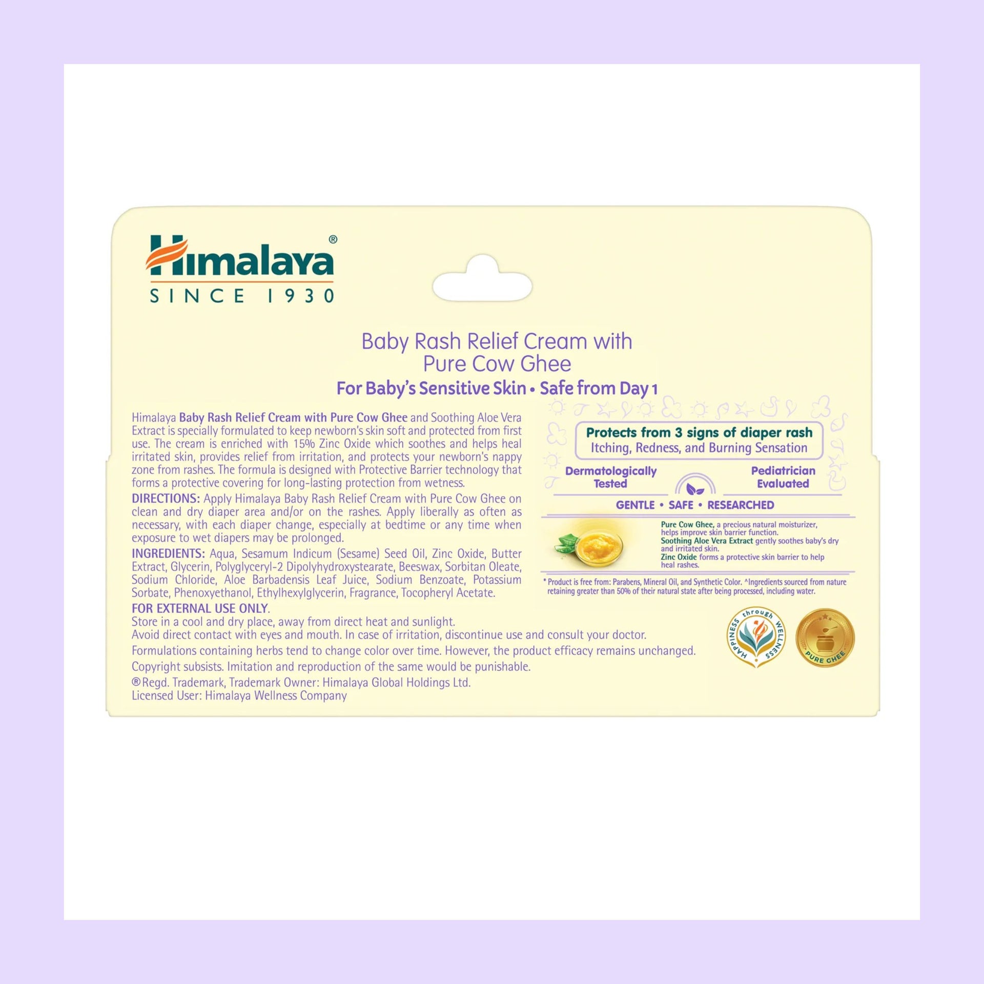 Himalaya Baby Rash Relief Cream with Pure Cow Ghee - 50GM |Helps heal and prevent diaper rash | For baby's sensitive skin