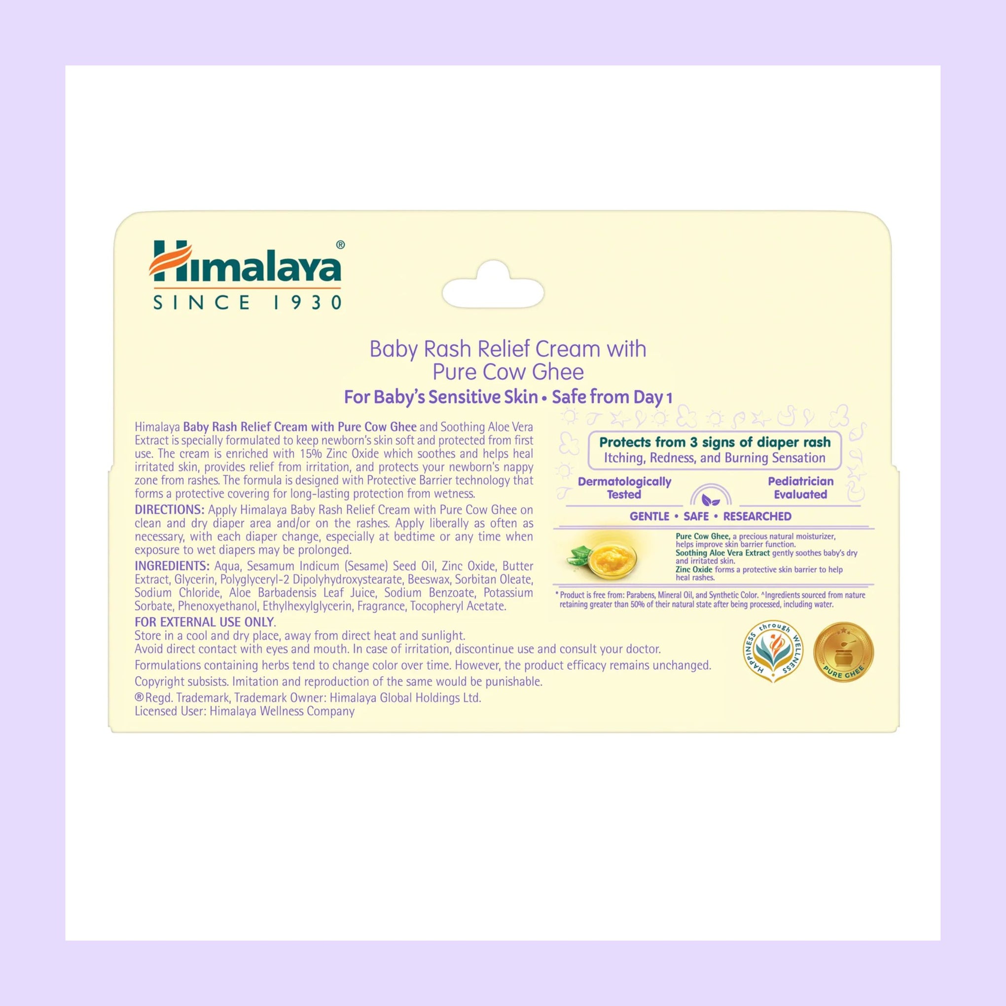 Himalaya Baby Rash Relief Cream with Pure Cow Ghee - 50GM |Helps heal and prevent diaper rash | For baby's sensitive skin