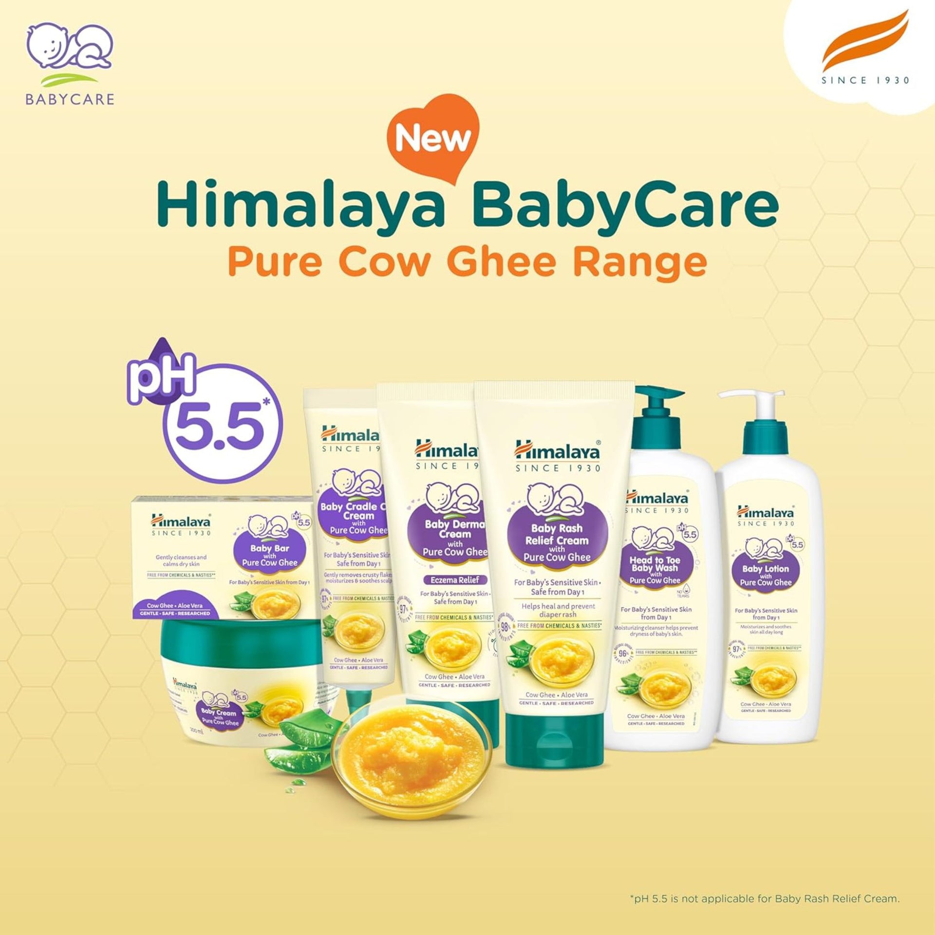 Himalaya Baby Rash Relief Cream with Pure Cow Ghee - 50GM |Helps heal and prevent diaper rash | For baby's sensitive skin
