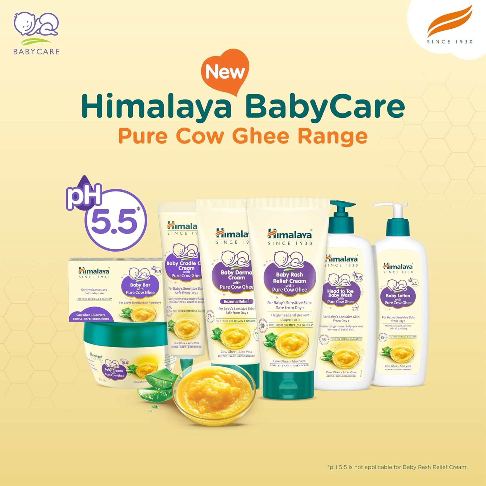 Himalaya Baby Rash Relief Cream with Pure Cow Ghee - 50GM |Helps heal and prevent diaper rash | For baby's sensitive skin