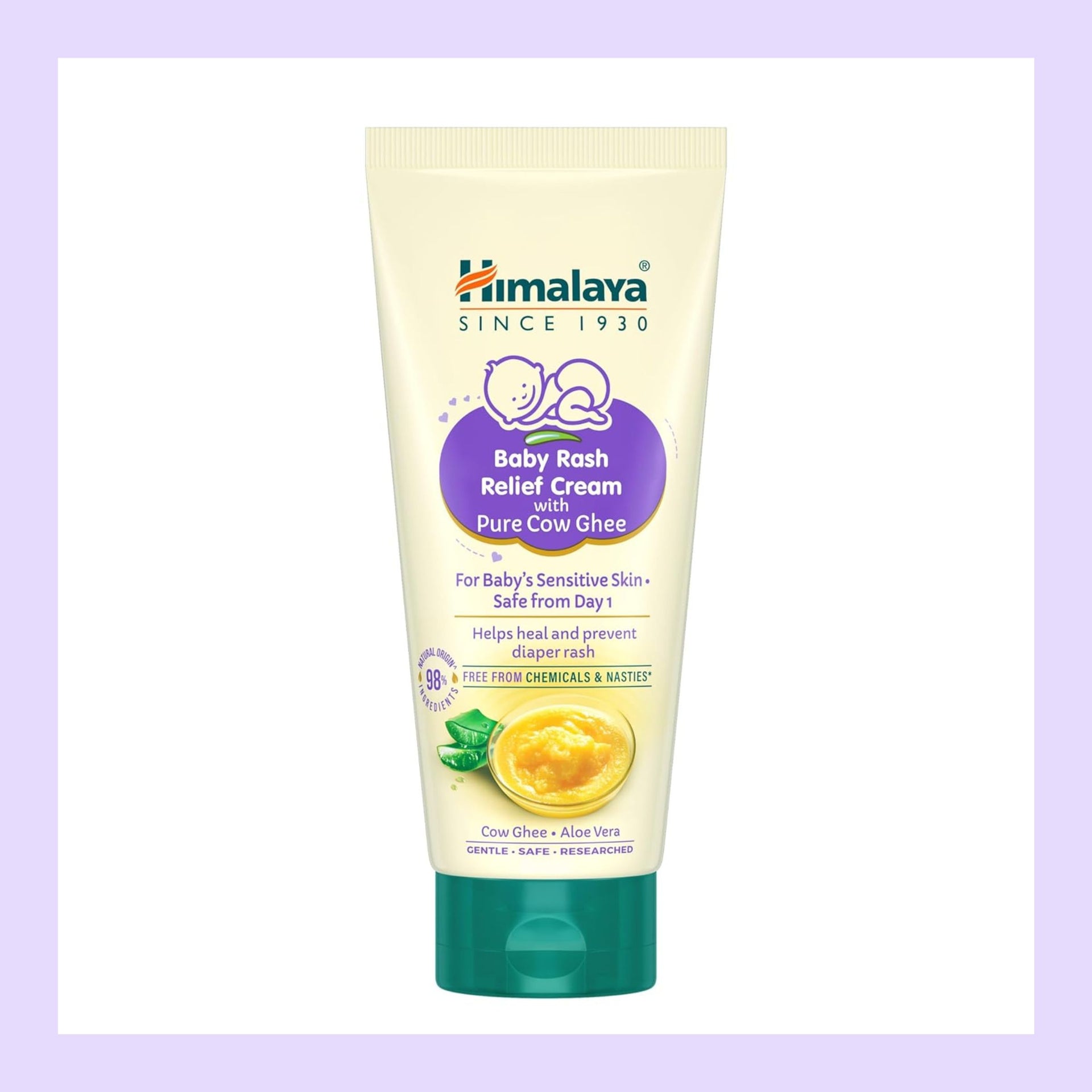 Himalaya Baby Rash Relief Cream with Pure Cow Ghee - 50GM |Helps heal and prevent diaper rash | For baby's sensitive skin