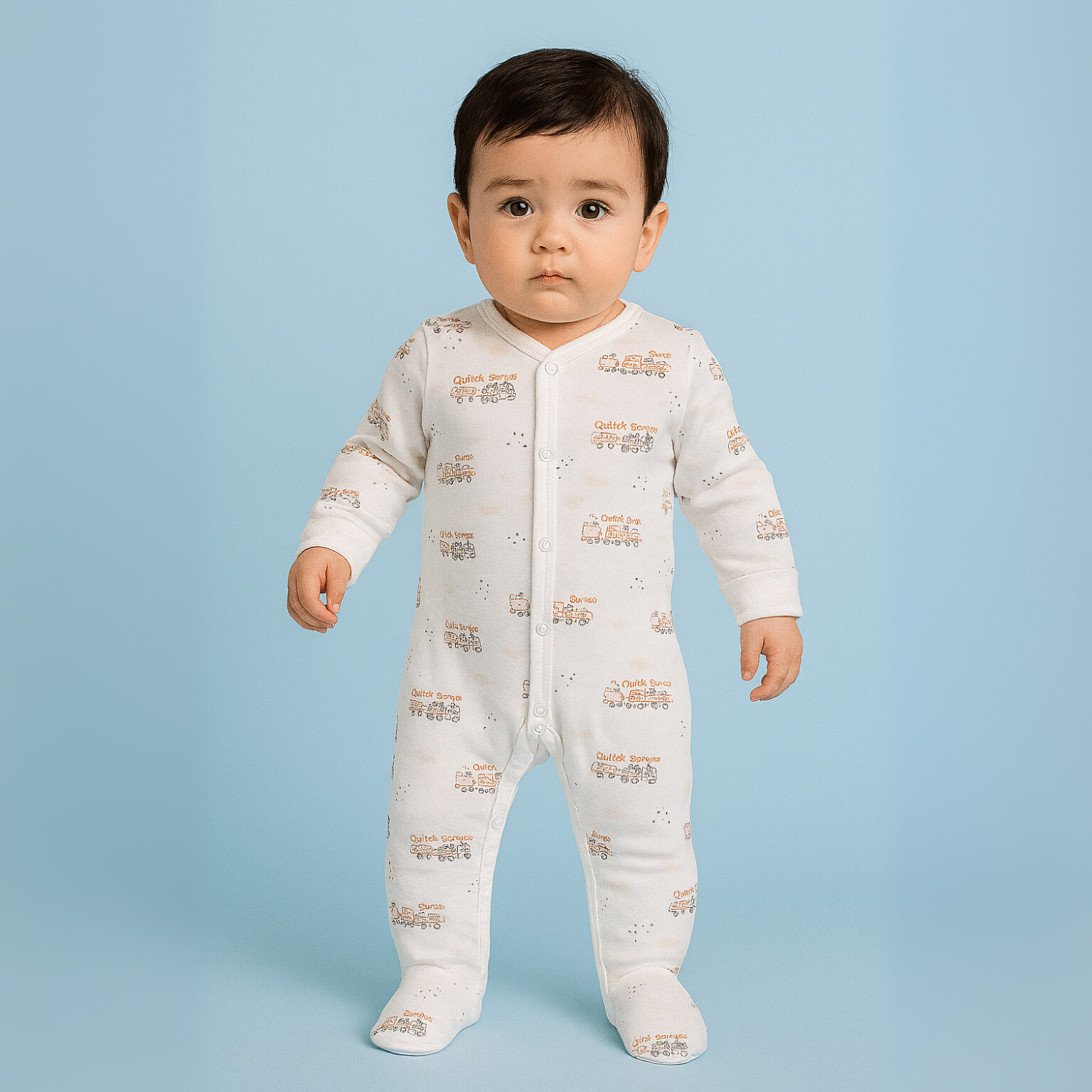 Smile Baby Soft Cotton Baby Romper – Full Sleeve | Unisex | 0-6 Months