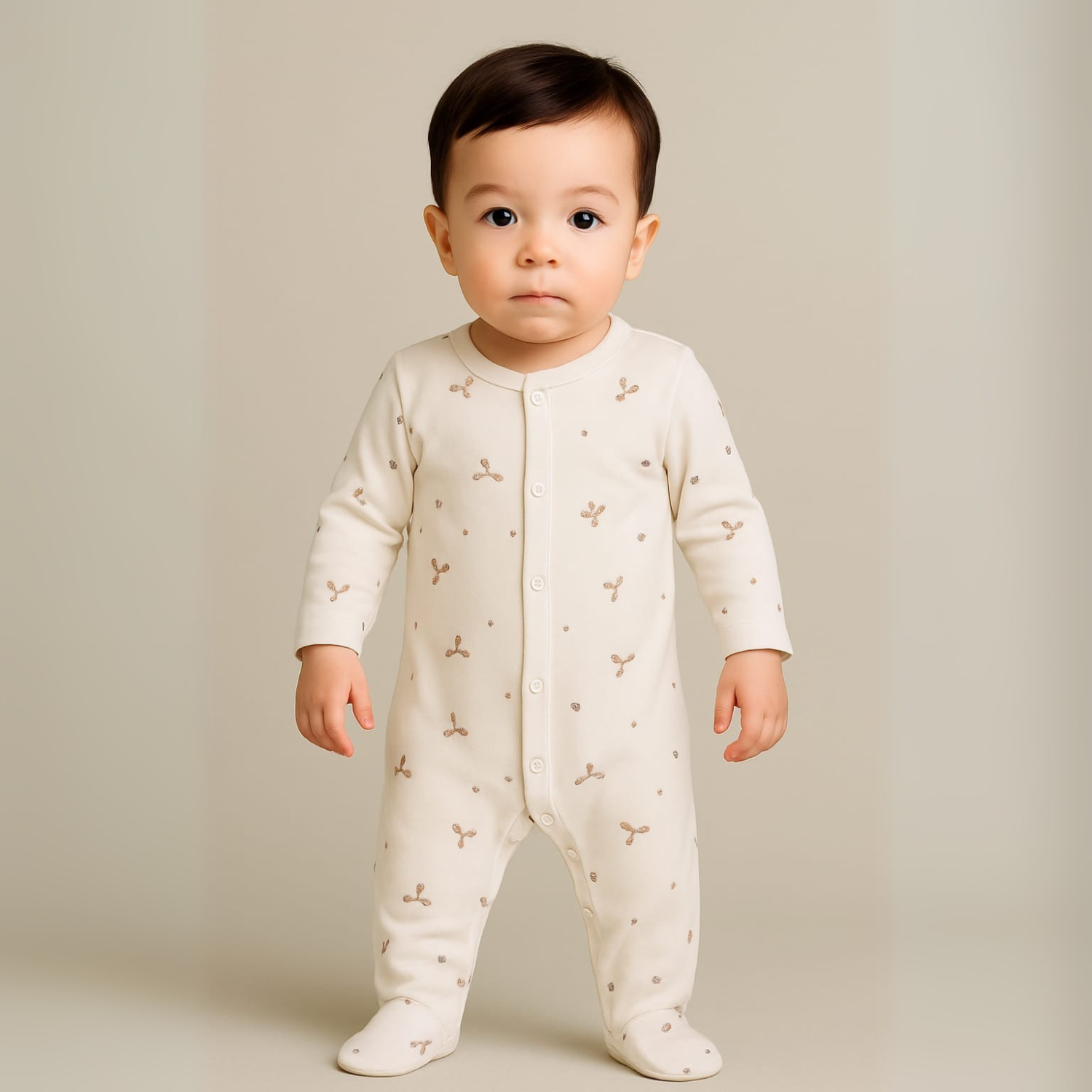 Smile Baby Soft Cotton Romper for Infants – Full Sleeve | Skin-Friendly | 0–6 Months