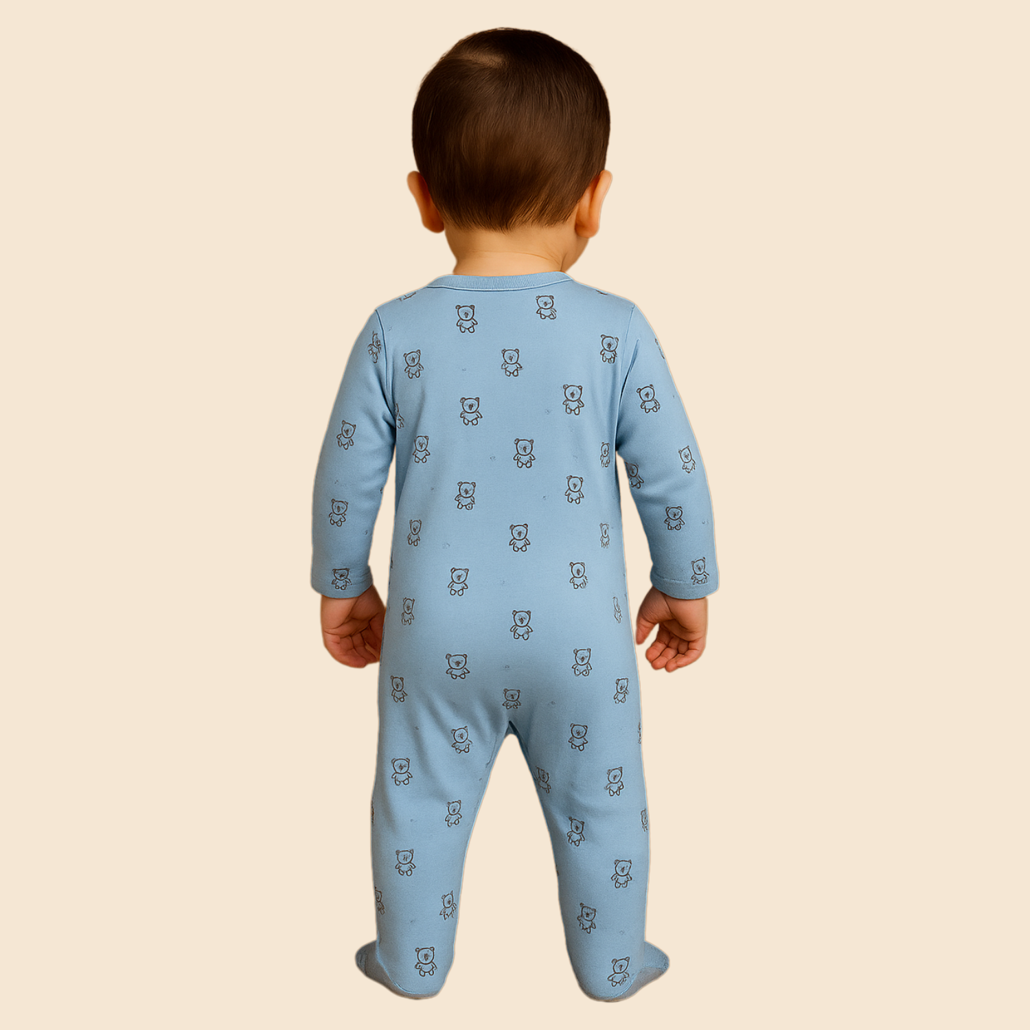 Smile Baby Soft Cotton Romper for Infants – Full Sleeve | Skin-Friendly | 0–6 Months