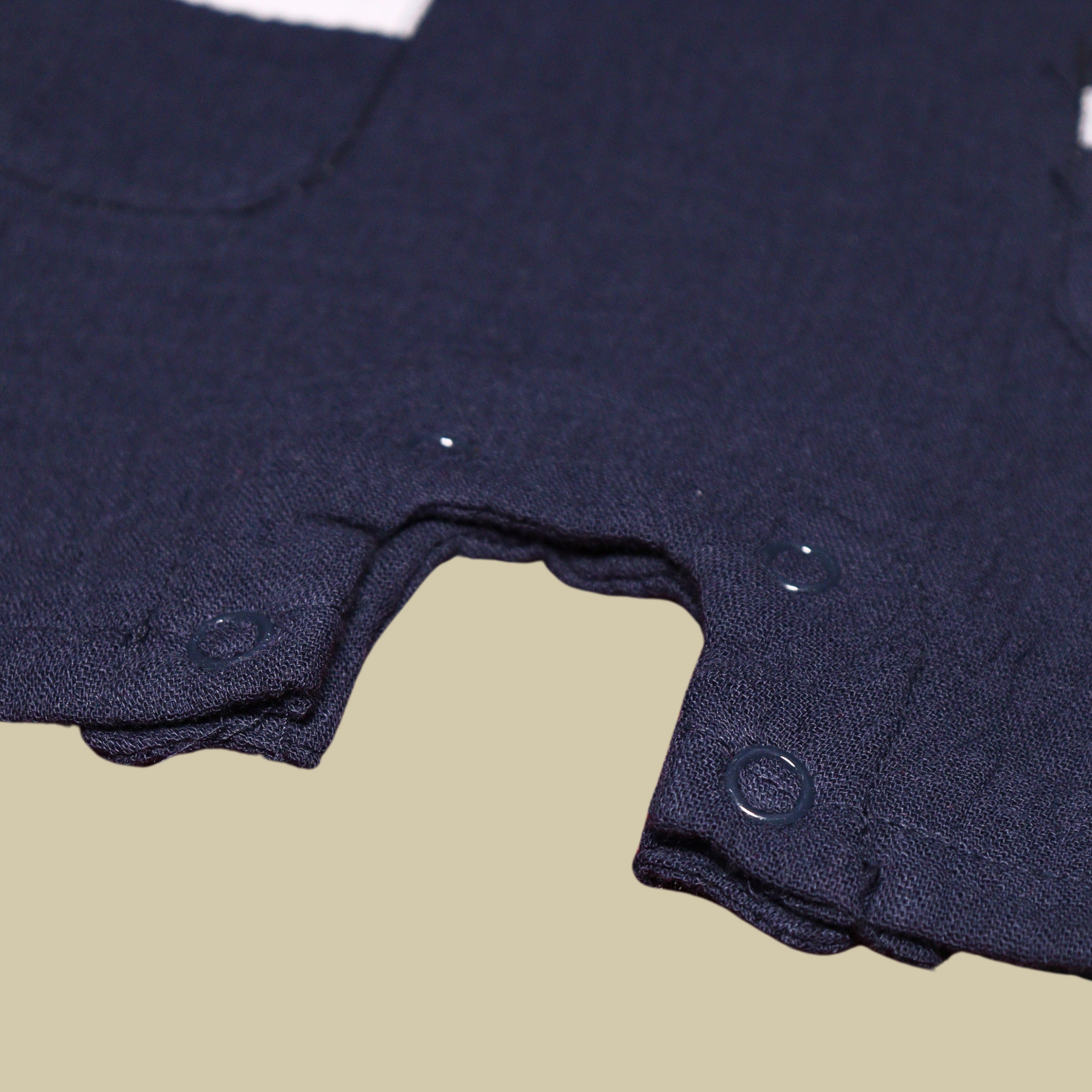 Infant House Muslin White Baby Romper With Short Sleeves And Legs (IH-608) NAVY