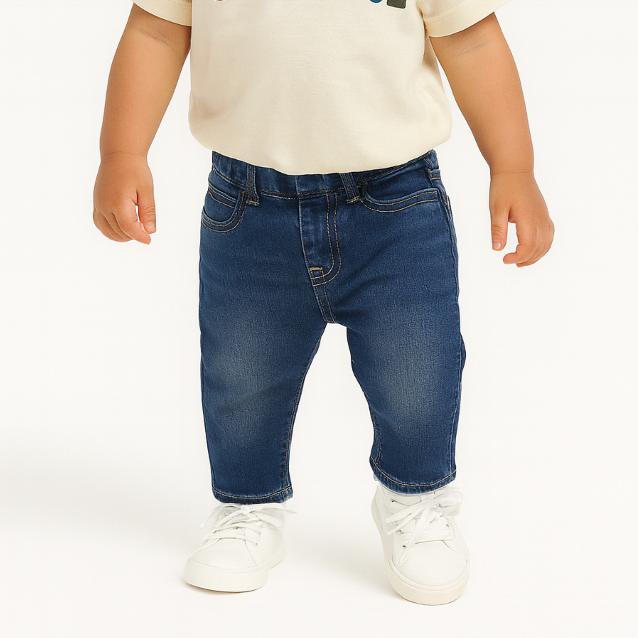 Smile Baby Boys Dark Denim Jeans with Elastic Waistband – Age 12M to 5Y