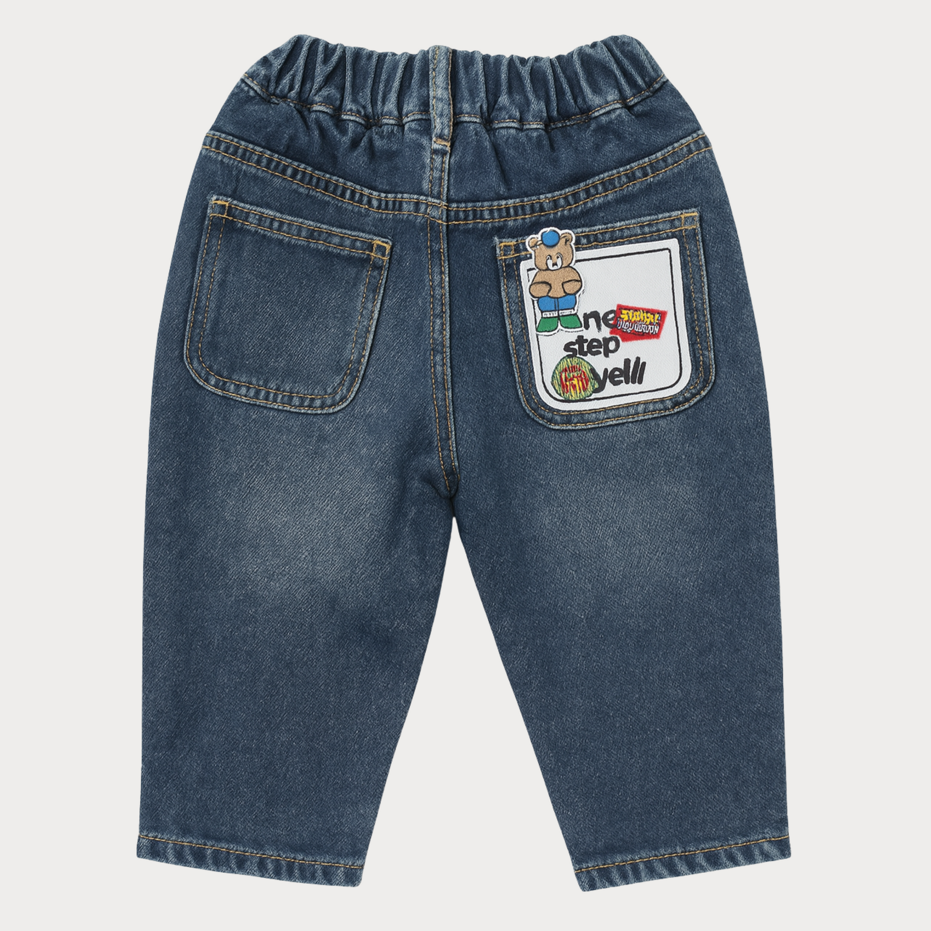 Smile Baby Boys Dark Denim Jeans with Elastic Waistband – Age 12M to 5Y