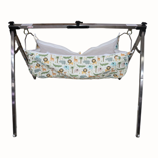 Smile Baby Jungle Safari Print Baby Cradle Cloth with Mosquito Net – Soft & Breathable Newborn Hammock