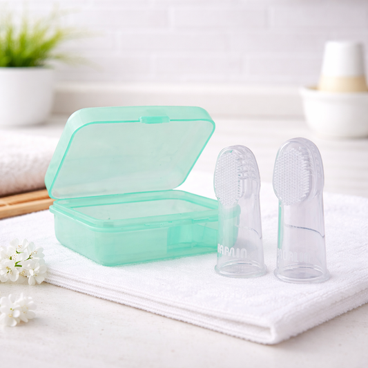 Farlin Finger Toothbrush Parents Set with Travel Case | Food-Grade Silicone | BPA-Free | Soft Gum Care for Babies | 0+ Months