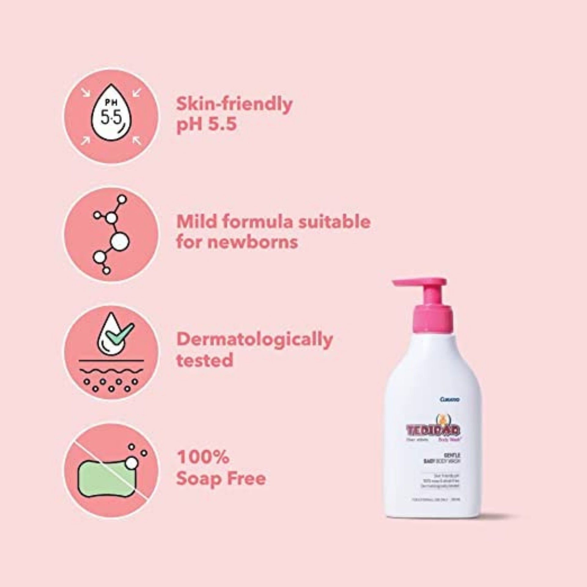 Curatio TEDIBAR Baby Body Wash 250ml | 100% SOAP FREE TEDIBAR NEW Gentle Baby Body Wash Skin Friendly Dermatologically Tested