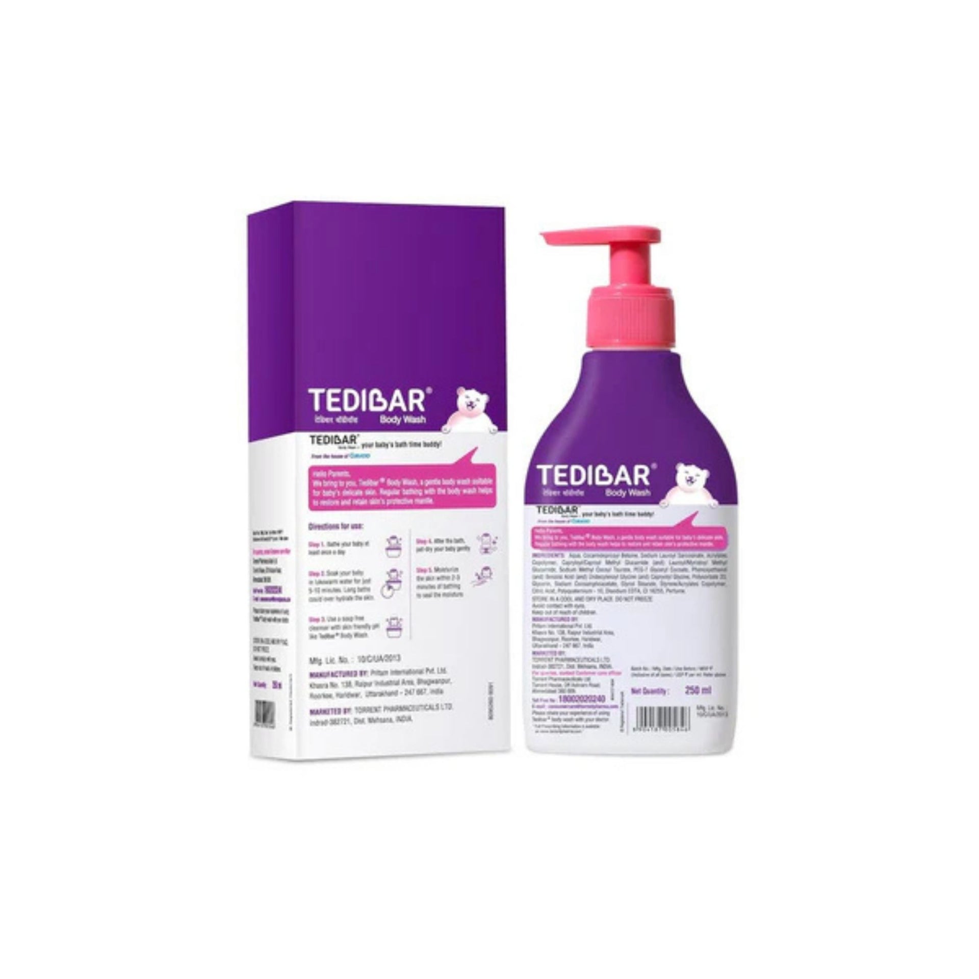 Curatio TEDIBAR Baby Body Wash 250ml | 100% SOAP FREE TEDIBAR NEW Gentle Baby Body Wash Skin Friendly Dermatologically Tested