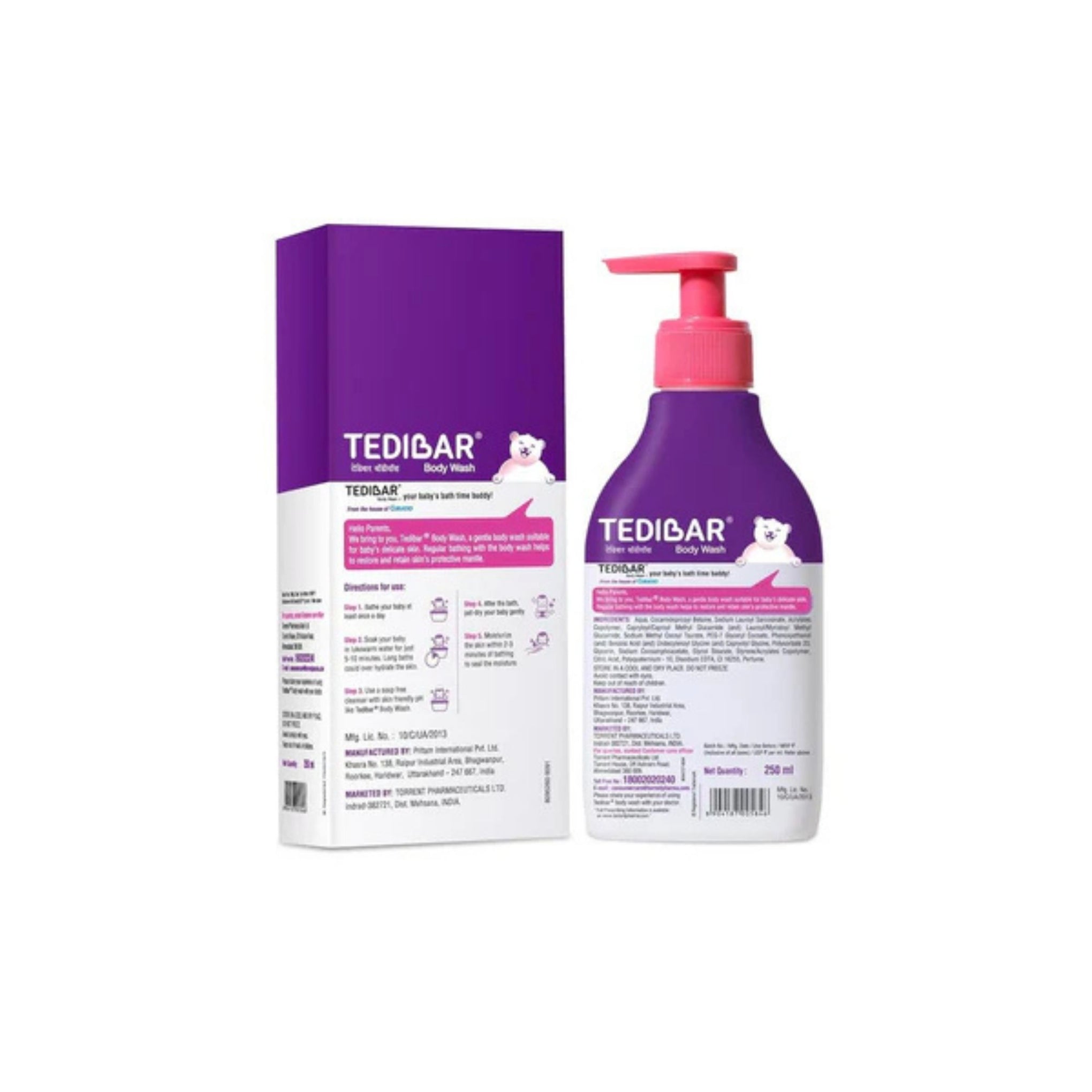 Curatio TEDIBAR Baby Body Wash 250ml | 100% SOAP FREE TEDIBAR NEW Gentle Baby Body Wash Skin Friendly Dermatologically Tested