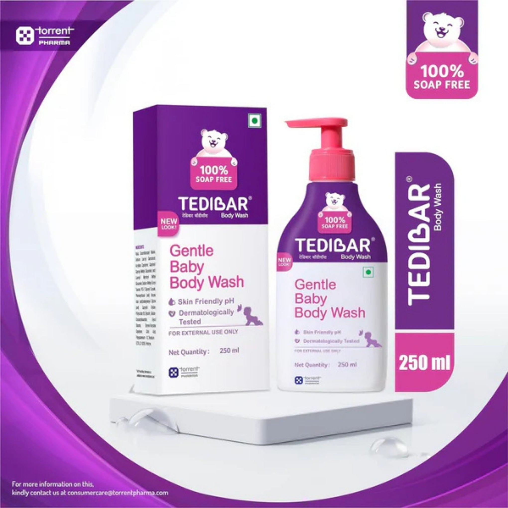 Curatio TEDIBAR Baby Body Wash 250ml | 100% SOAP FREE TEDIBAR NEW Gentle Baby Body Wash Skin Friendly Dermatologically Tested