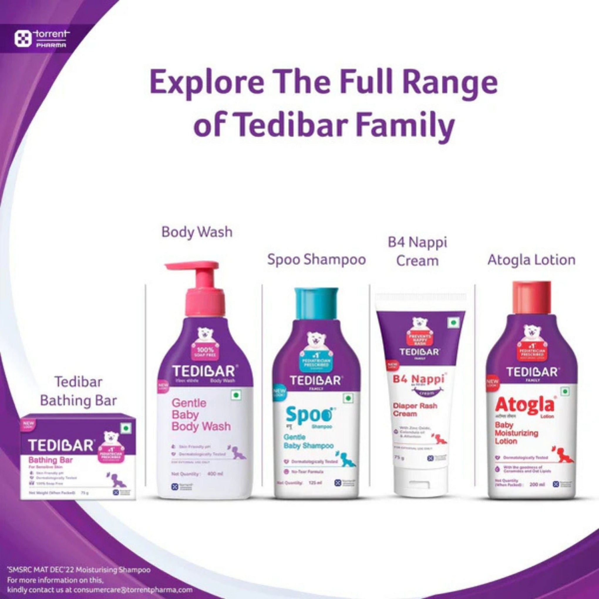 Curatio TEDIBAR Baby Body Wash 250ml | 100% SOAP FREE TEDIBAR NEW Gentle Baby Body Wash Skin Friendly Dermatologically Tested