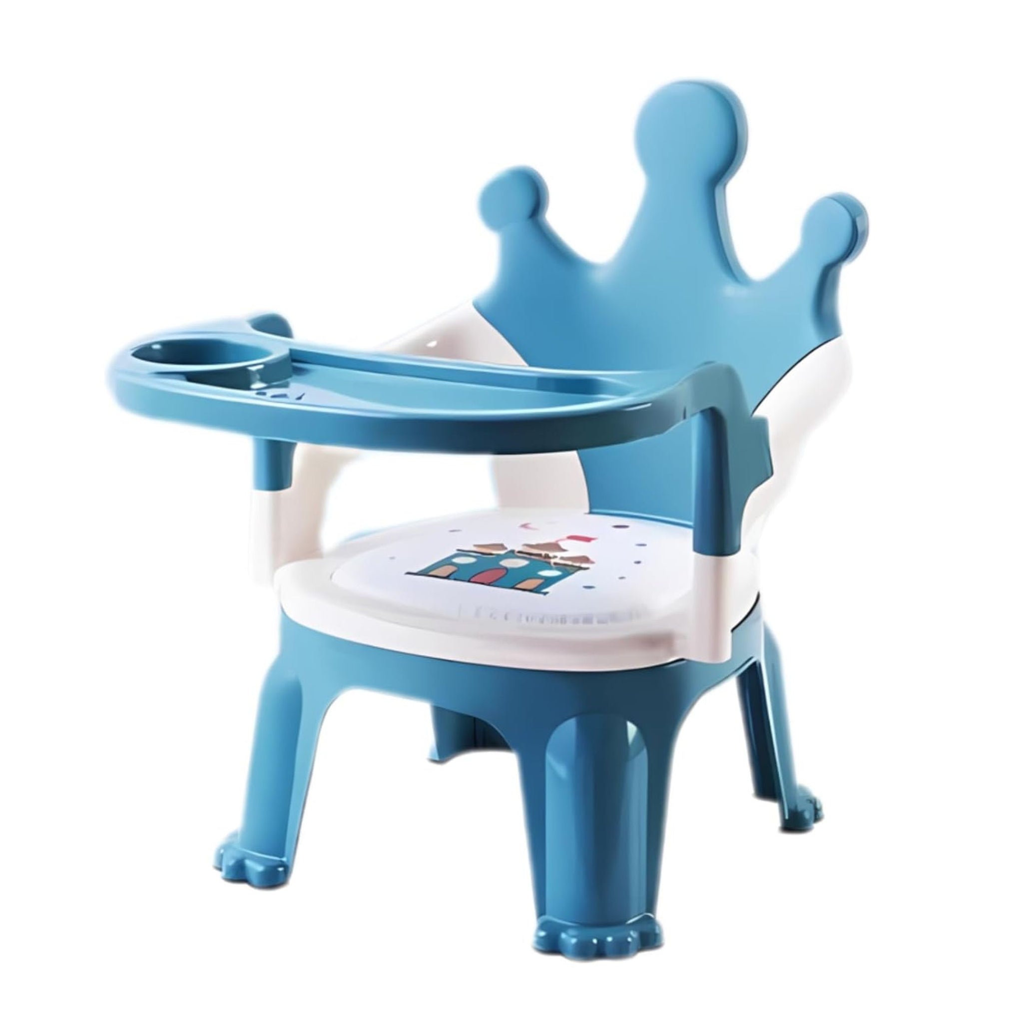 Smile Baby Baby Chair for Kids Study Table Chair with Cushion Seat, Removable Food Tray & High Backrest, Booster Seat for Baby, Home School Kids Chair for Toddlers  KING STYL CHAIR (Blue)