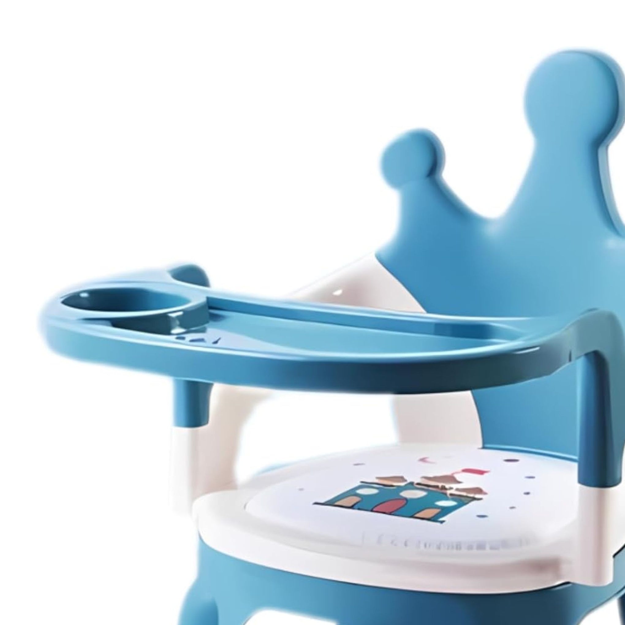 Smile Baby Baby Chair for Kids Study Table Chair with Cushion Seat, Removable Food Tray & High Backrest, Booster Seat for Baby, Home School Kids Chair for Toddlers  KING STYL CHAIR (Blue)