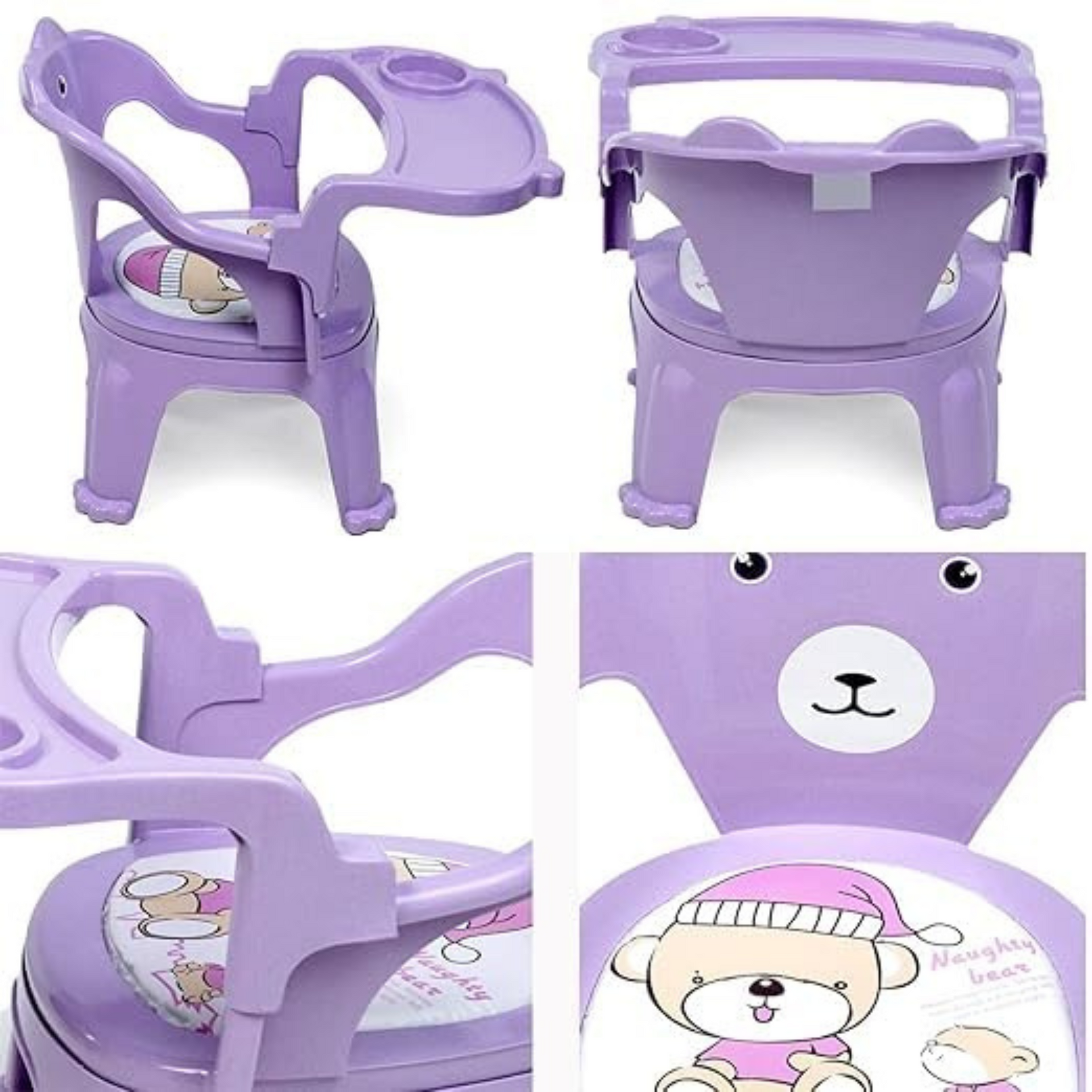 Smile Baby Baby Chair for Kids Study Table Chair with Cushion Seat, Removable Food Tray & High Backrest, Booster Seat for Baby, Home School Kids Chair for Toddlers (Purple)