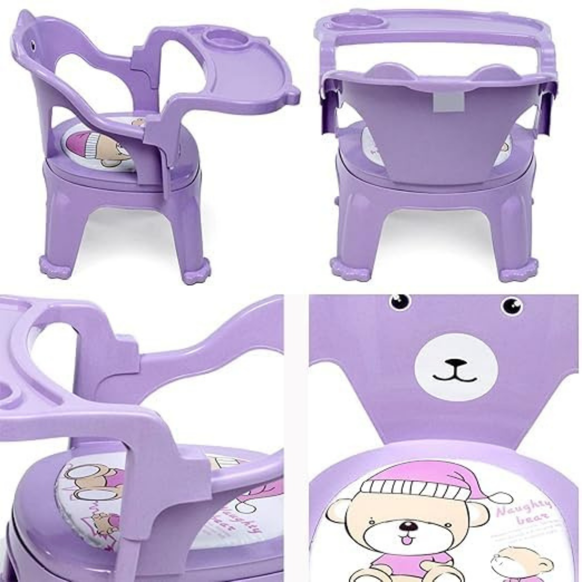 Smile Baby Baby Chair for Kids Study Table Chair with Cushion Seat, Removable Food Tray & High Backrest, Booster Seat for Baby, Home School Kids Chair for Toddlers (Purple)