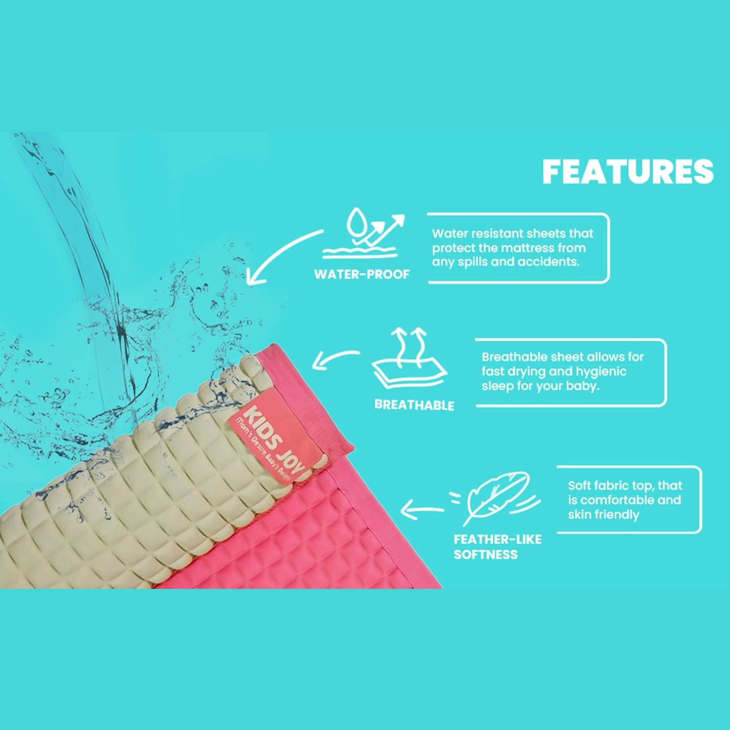 Premium Waterproof & Air-Filled Baby Mattress Protector – Soft, Leak-Proof, Easy-to-Clean Cot Sheet | 90×60 cm