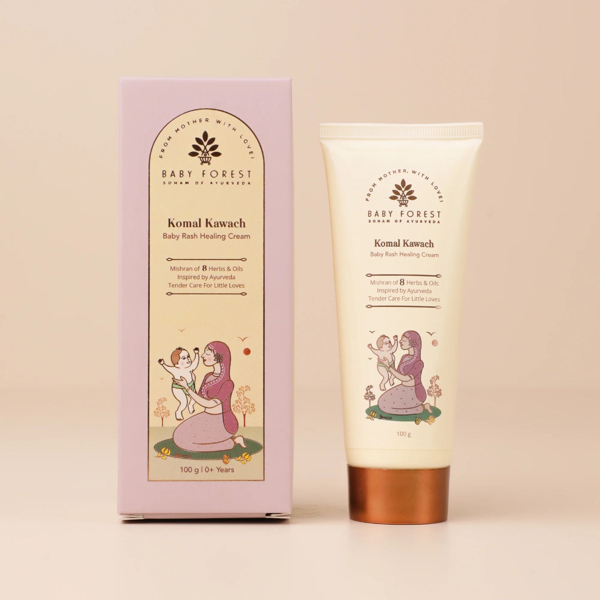 BABY FOREST Komal Kawach Baby Rash Healing Cream | Ayurvedic Diaper Rash Care with 8 Herbs & Oils | 100 g