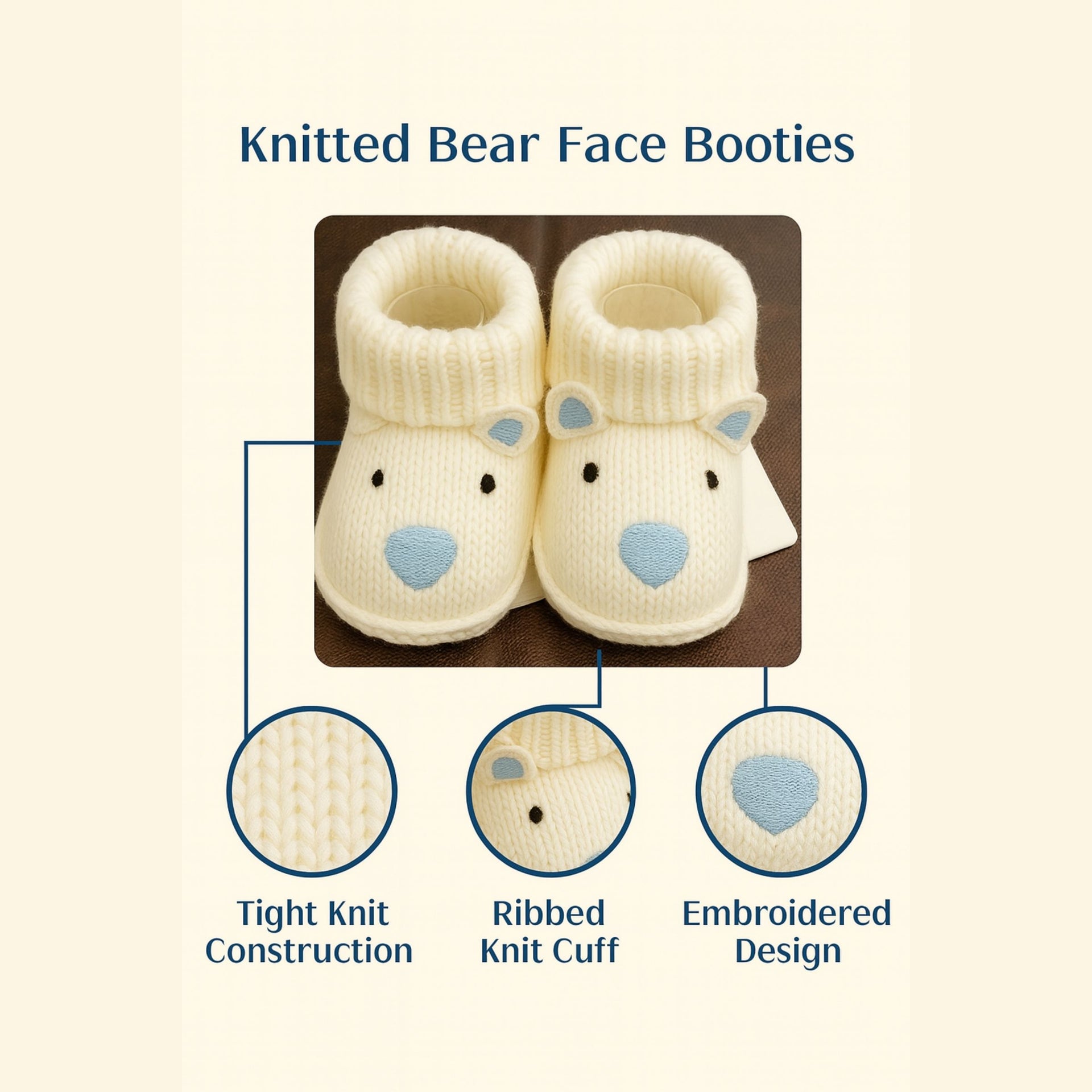 Smile Baby Winter Knitted Booties for Infants – Soft Woolen Baby Shoes with 3D Heart & Animal Face Designs | Newborn to 12 Months | Unisex | Anti-Slip & Cozy Fit