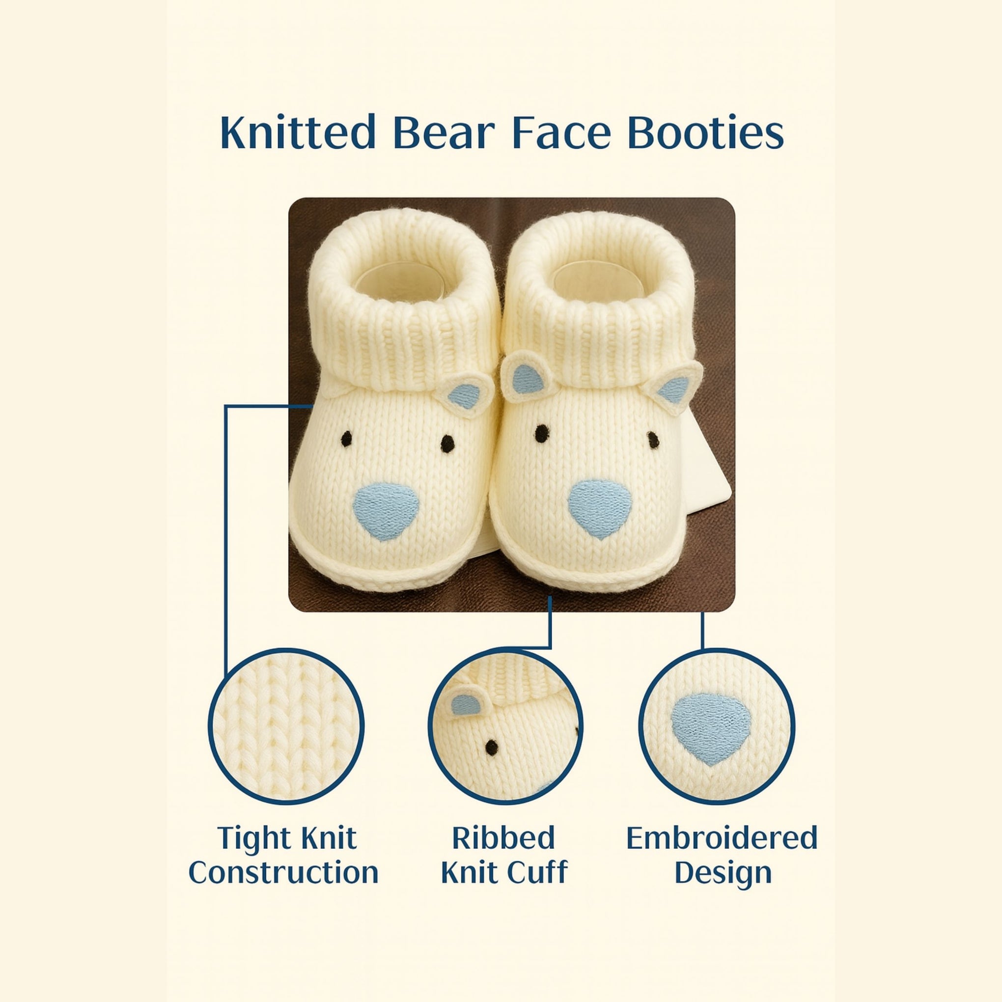 Smile Baby Winter Knitted Booties for Infants – Soft Woolen Baby Shoes with 3D Heart & Animal Face Designs | Newborn to 12 Months | Unisex | Anti-Slip & Cozy Fit