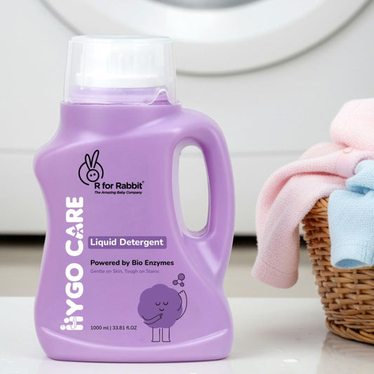 R for Rabbit Hygo Care Baby Liquid Detergent | Powered by Bio Enzymes | Tough on Stains, Gentle on Skin | No Phosphates, Parabens or Bleach | For Baby Laundry | 1000 ml