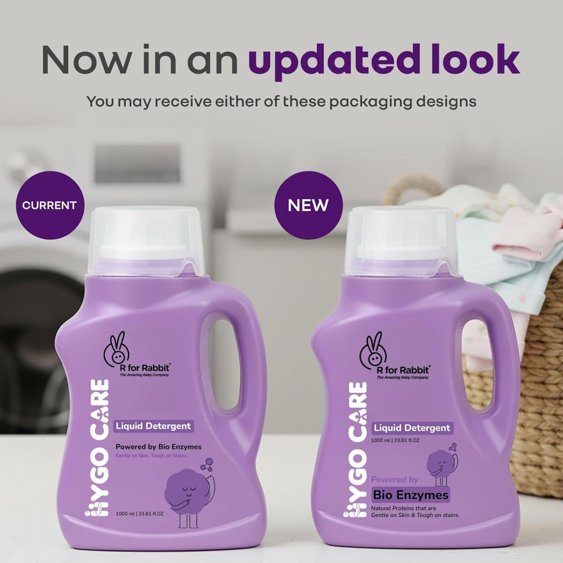 R for Rabbit Hygo Care Baby Liquid Detergent | Powered by Bio Enzymes | Tough on Stains, Gentle on Skin | No Phosphates, Parabens or Bleach | For Baby Laundry | 1000 ml