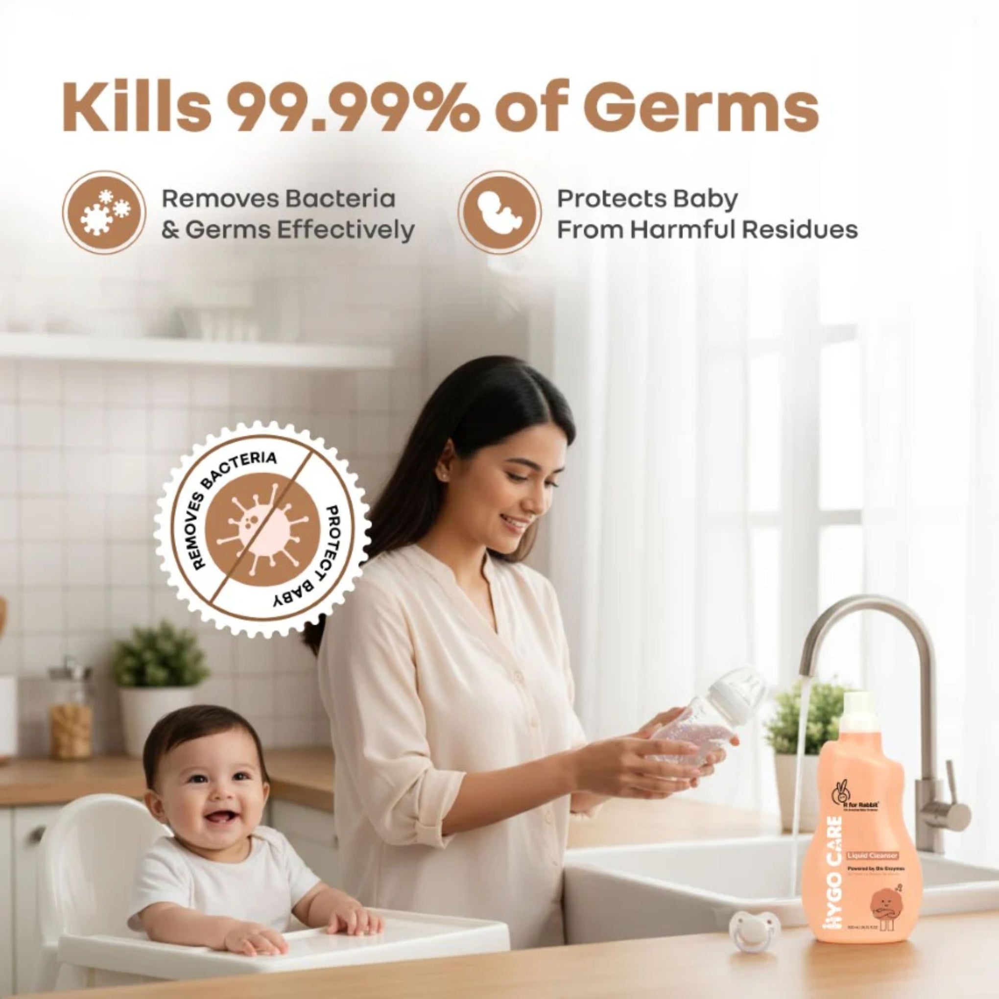 R for Rabbit Hygo Care Bio Enzyme Liquid Cleanser – 500 ml | Baby Bottle, Toy & Accessory Cleaner | Gentle, No Toxins