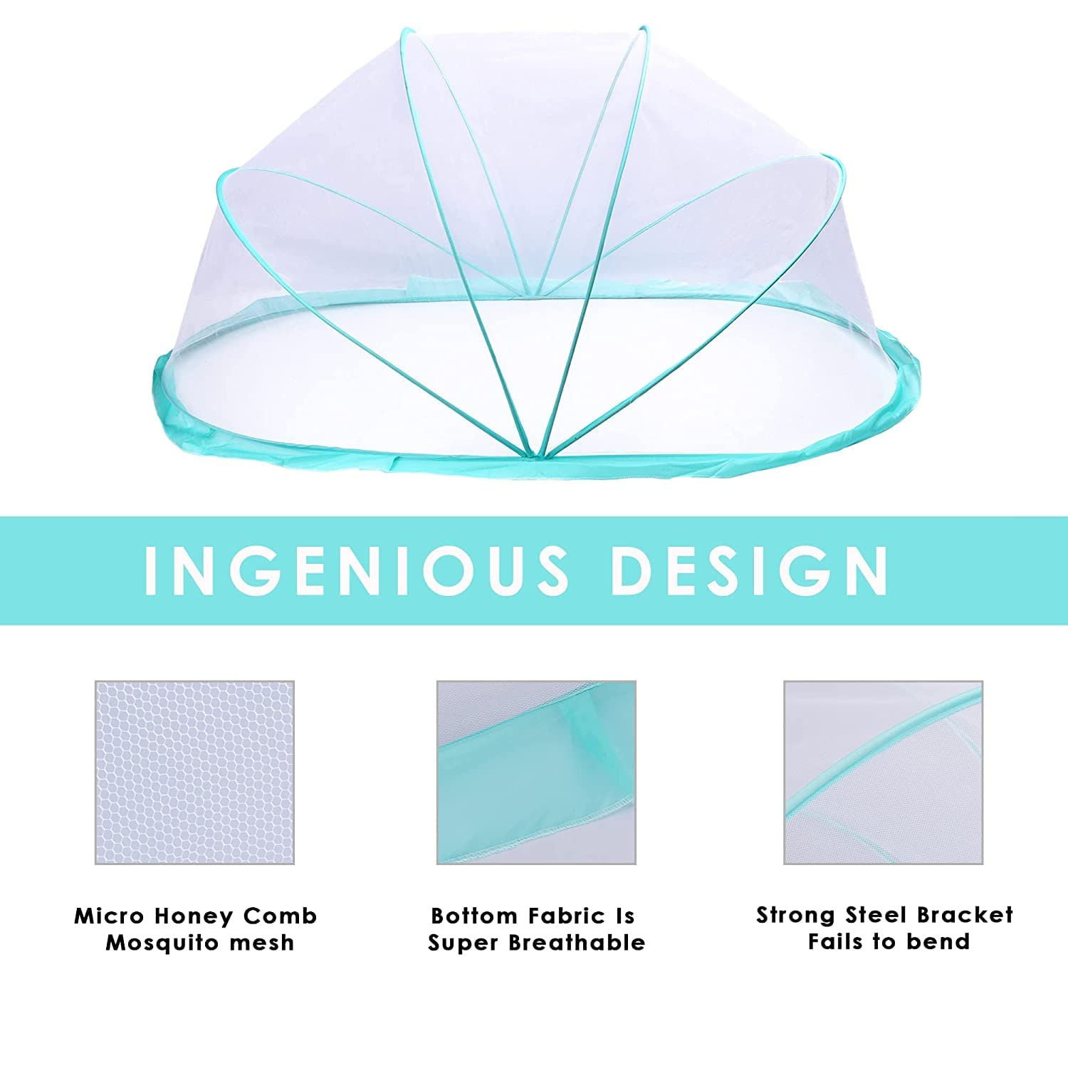 Smile Baby Big Size Foldable Baby Mosquito Net – 135 x 65 x 65 cm | Bottomless Design | Safe Sleep Protection for Babies & Toddlers (0–24 Months)