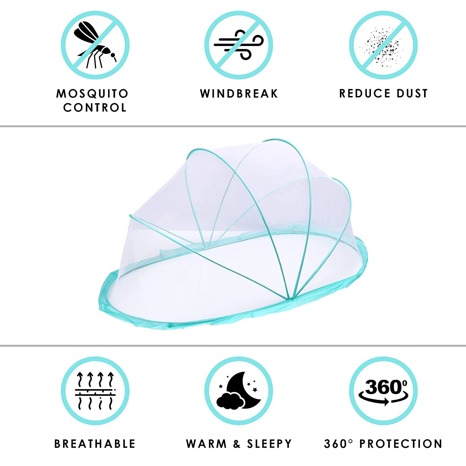 Smile Baby Big Size Foldable Baby Mosquito Net – 135 x 65 x 65 cm | Bottomless Design | Safe Sleep Protection for Babies & Toddlers (0–24 Months)