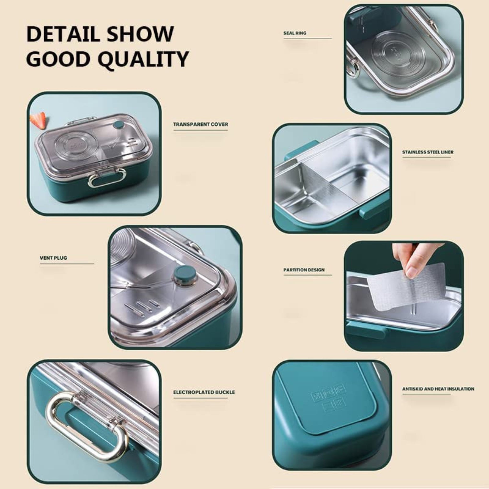 Smile Baby  Lunch Box, 950ML Reusable Freezer Safe Lunch Box for Kids, Stainless Steel Tiffin Box for Boys, Girls, School & Office Pack of 1 (950ml)