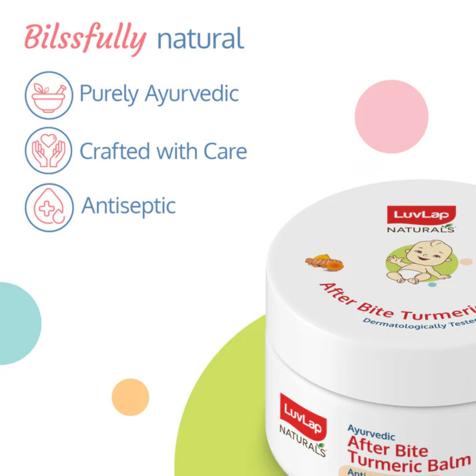 Luv Lap LuvLap Naturals After Bite Turmeric Balm with Pudina, Relieves Rashes, Insect Bites, Antiseptic & Anti-inflammatory, 100% Ayurvedic, 25g, Yellow