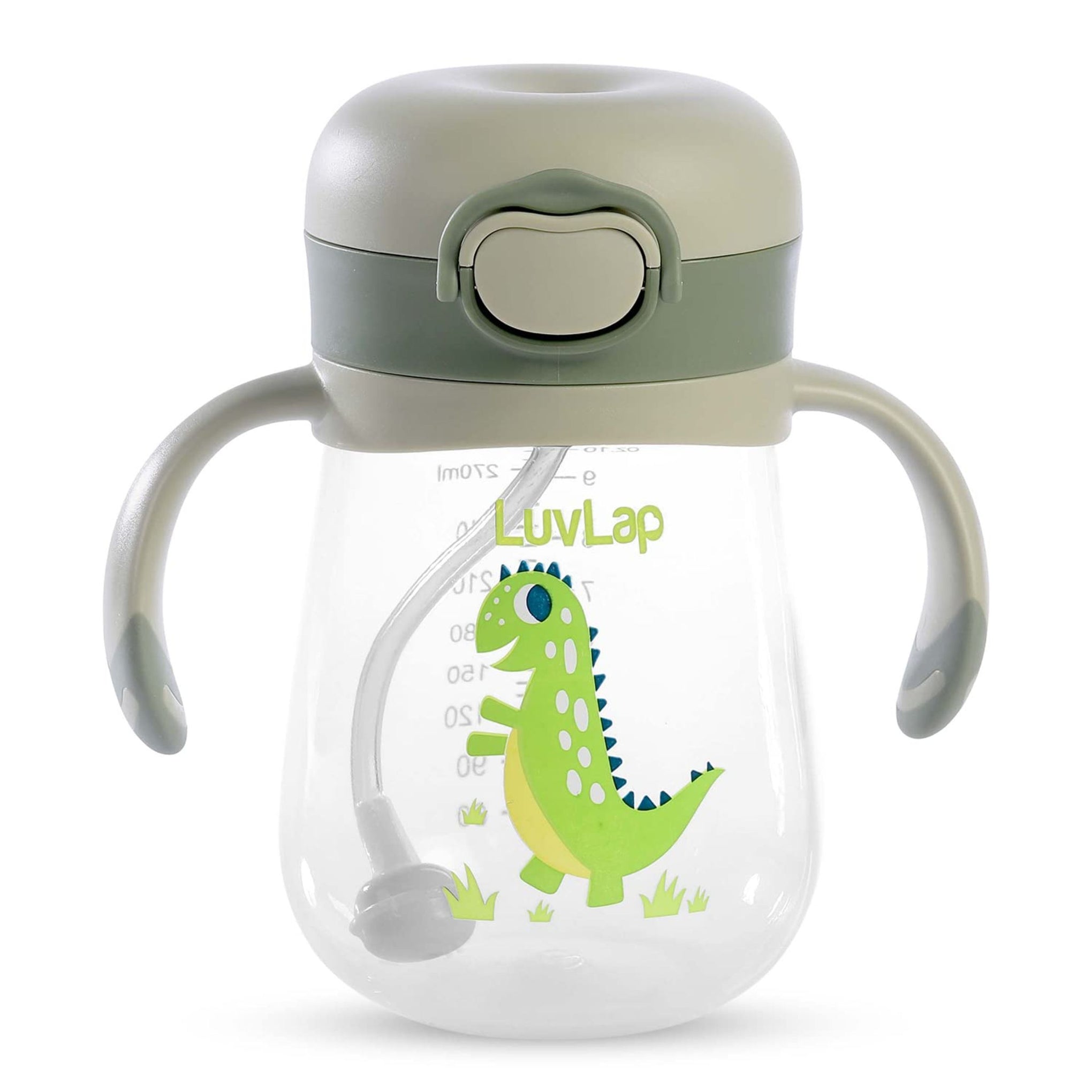 LuvLap Baby Bite Resistant Soft Silicone Straw Sipper Cup with Handle, with Weighted Straw, Sippy Cup with Anti Spill Lock, BPA Free, 6m+, 300 ml, Green