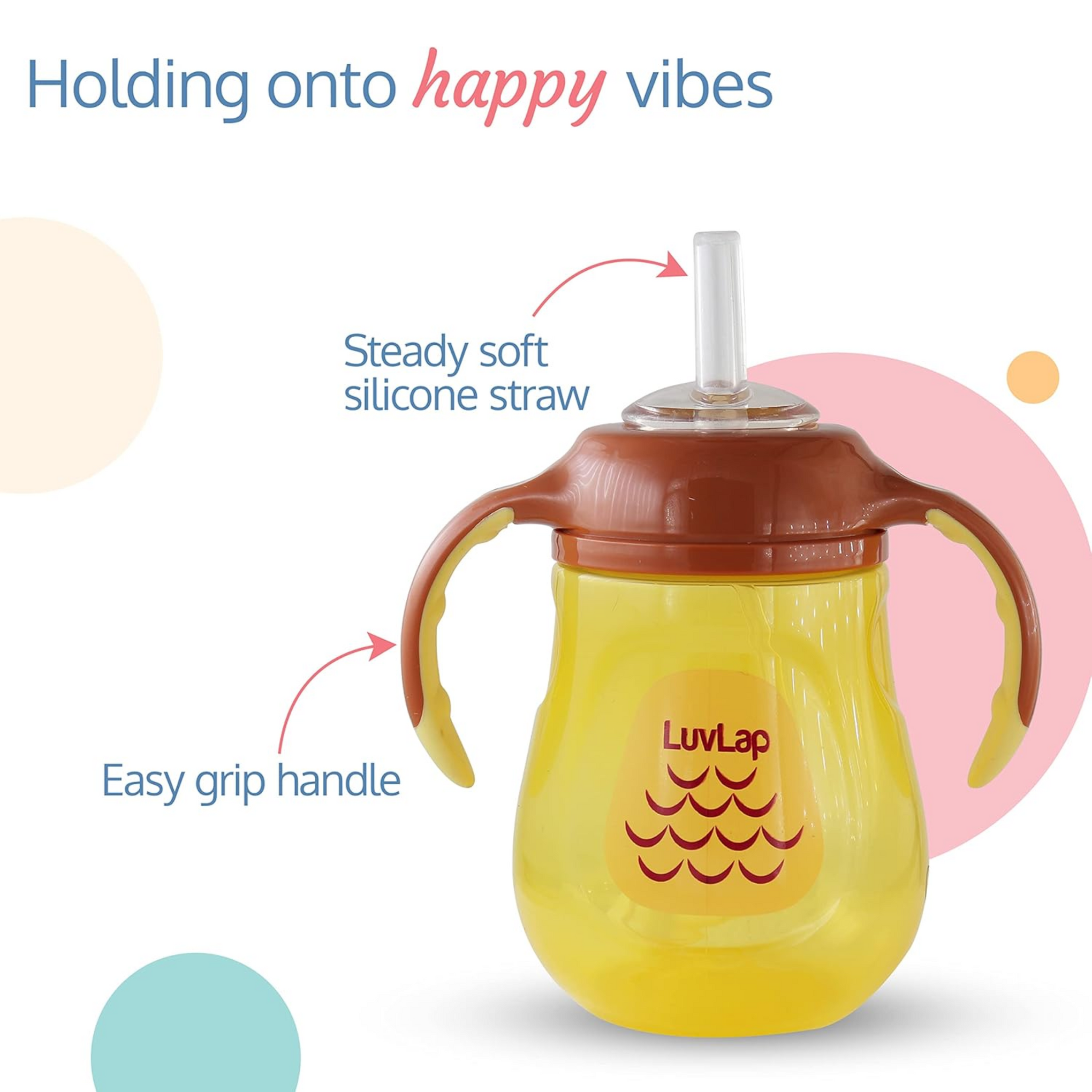 LuvLap Naughty Duck Sipper for Infant/Toddler 280ml, Anti-Spill Sippy Cup with Soft Silicone Straw BPA Free, 12m+ (Yellow)
