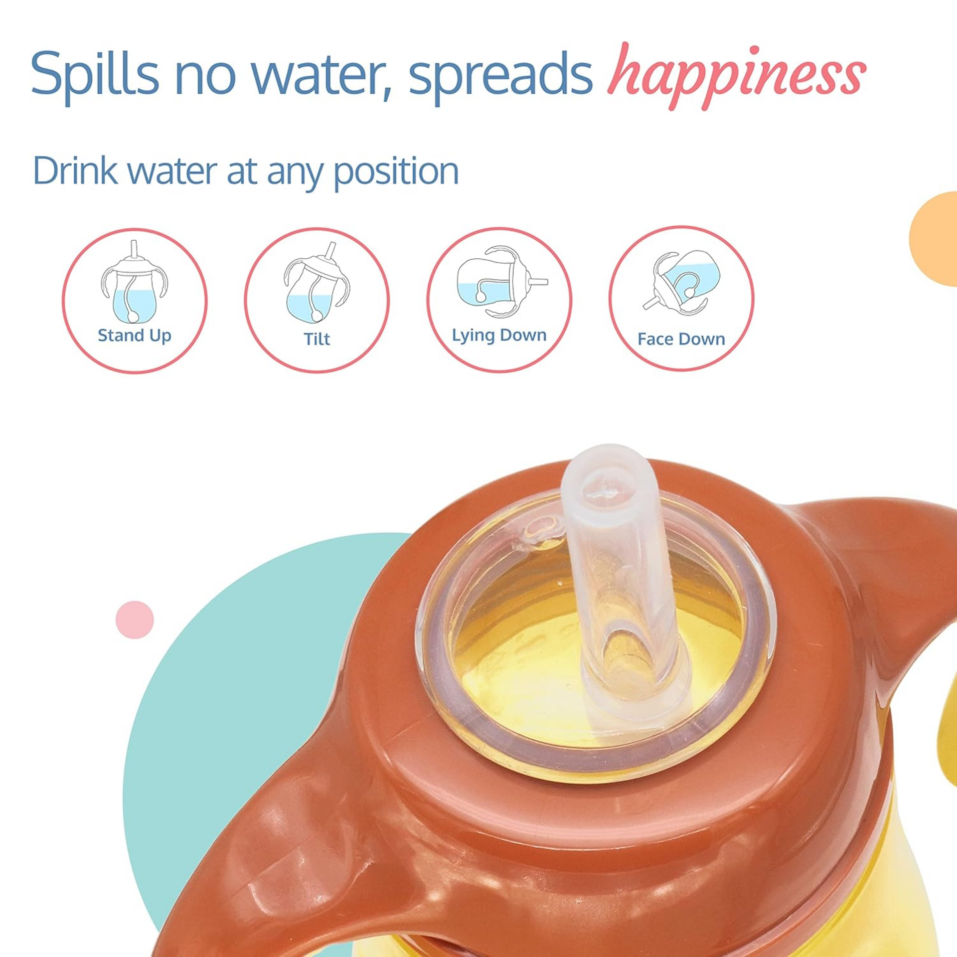 LuvLap Naughty Duck Sipper for Infant/Toddler 280ml, Anti-Spill Sippy Cup with Soft Silicone Straw BPA Free, 12m+ (Yellow)