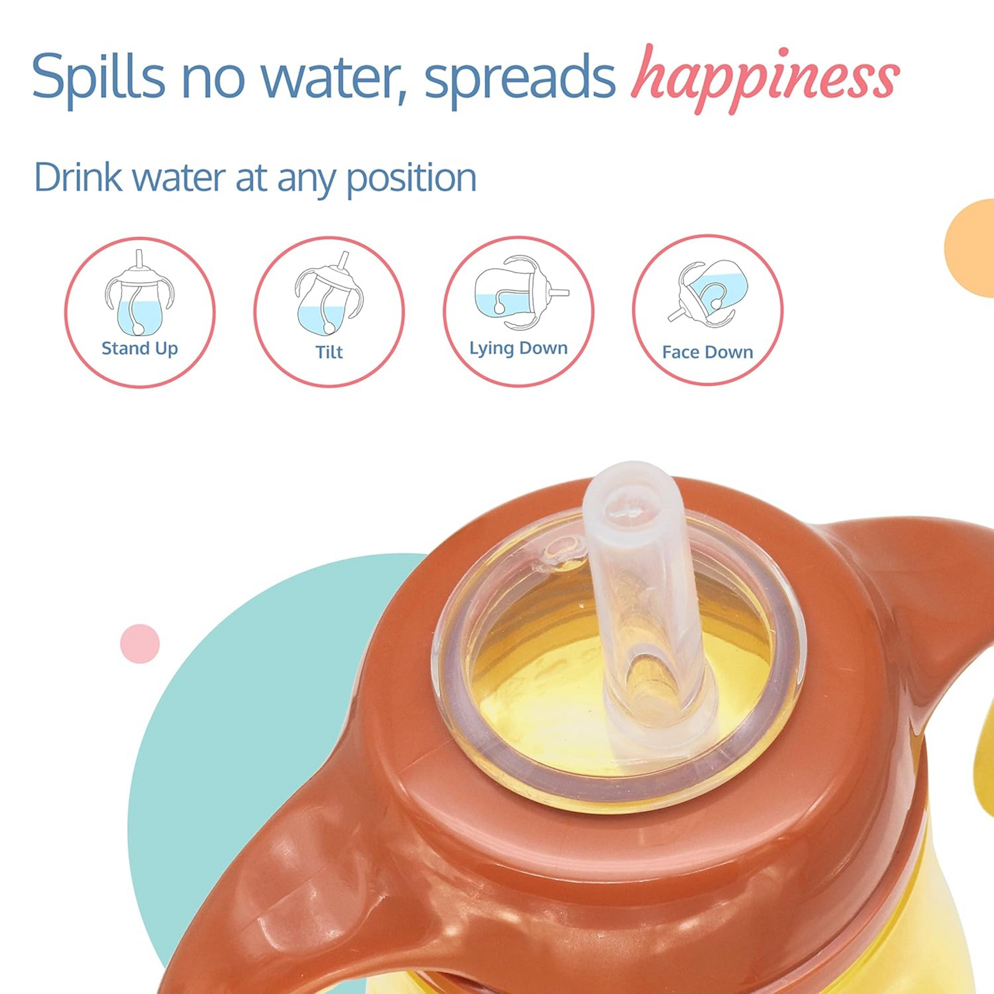 LuvLap Naughty Duck Sipper for Infant/Toddler 280ml, Anti-Spill Sippy Cup with Soft Silicone Straw BPA Free, 12m+ (Yellow)