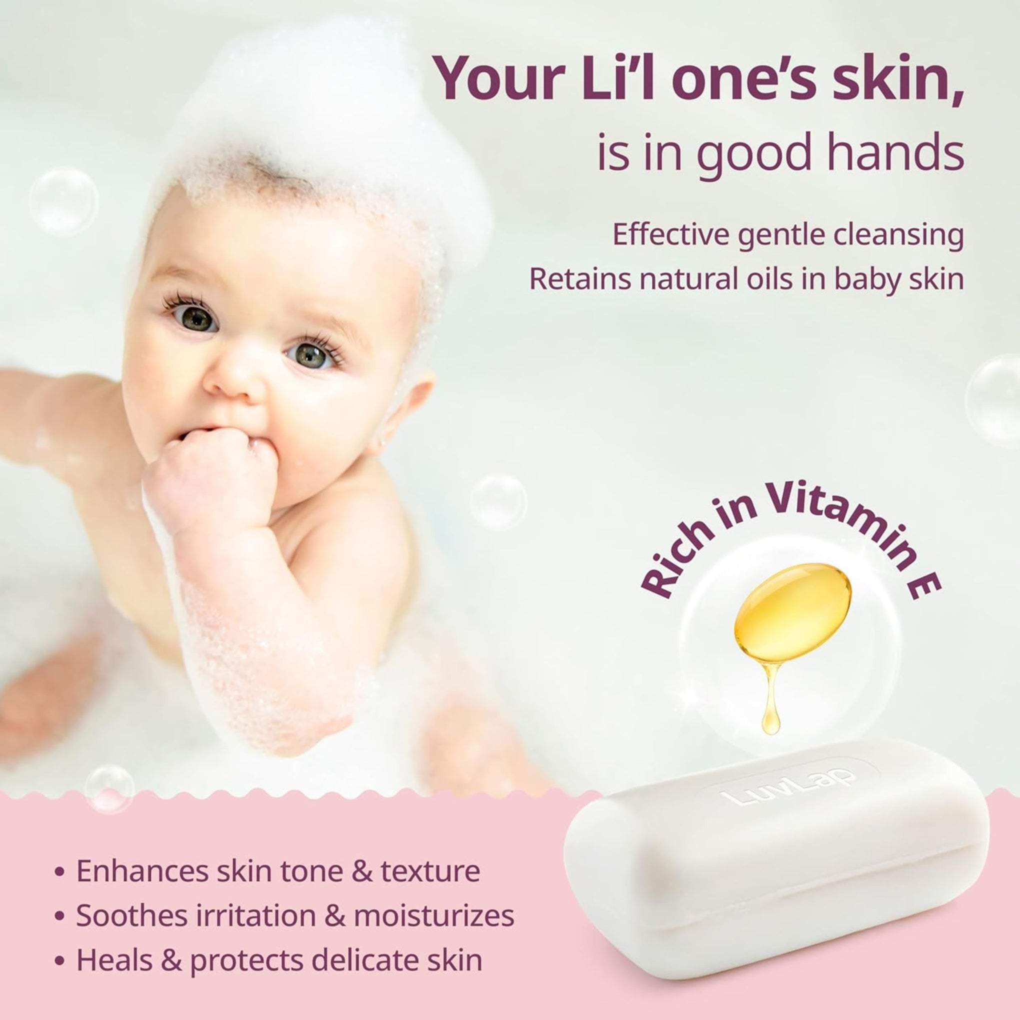 LuvLap Moisturizing Baby Bathing Bar, Baby soap , with Shea Butter, Avocado, Olive Oil & Oatmeal / Almond Oil, Olive Oil & Aloe Vera , Paraben free, Dermatologically tested, with soap tray, 75g