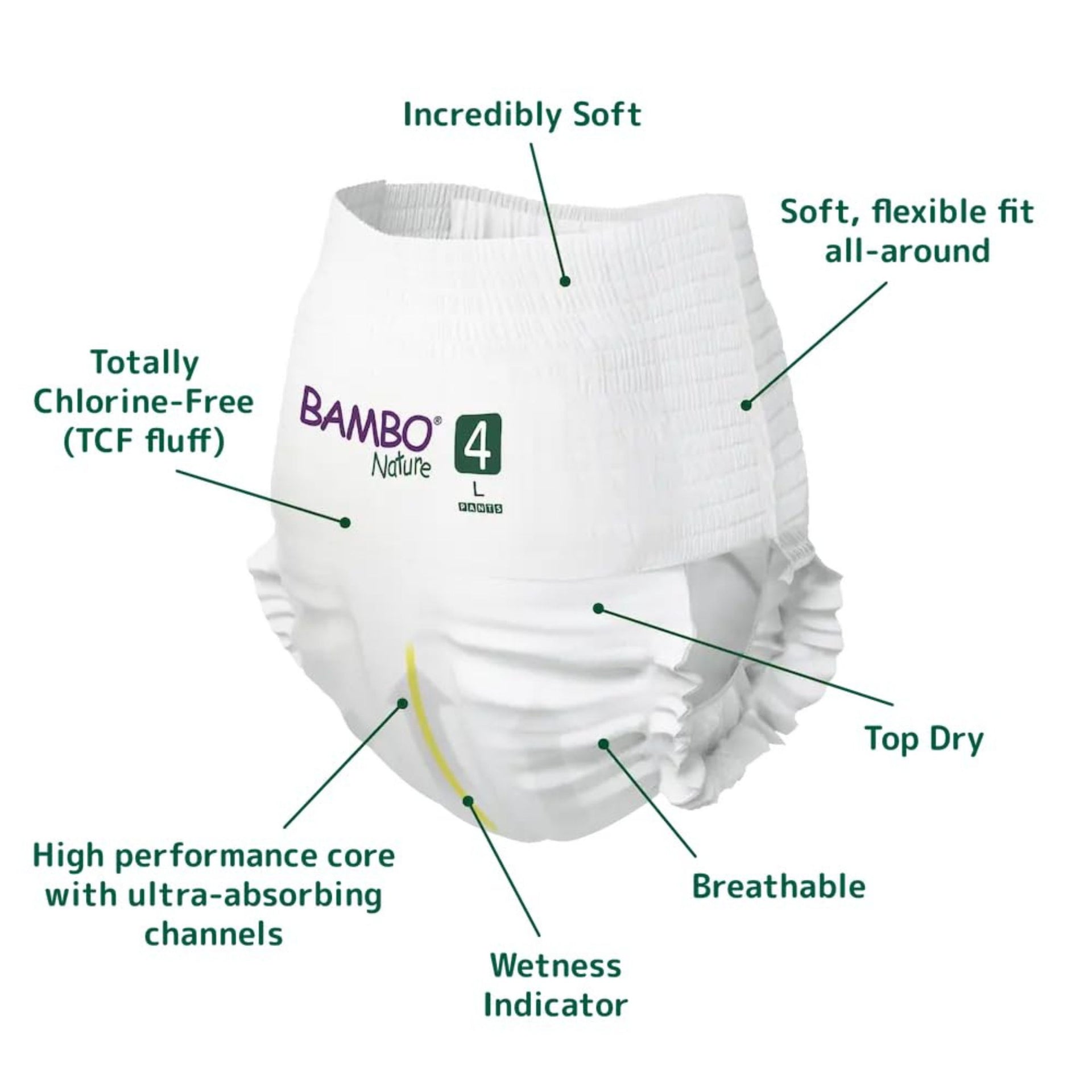 Bambo Nature Baby Diaper Pants Size 4 (L), 7–12 kg | Ultra-Soft, Breathable & Eco-Friendly | Available in 20 Pcs & 40 Pcs