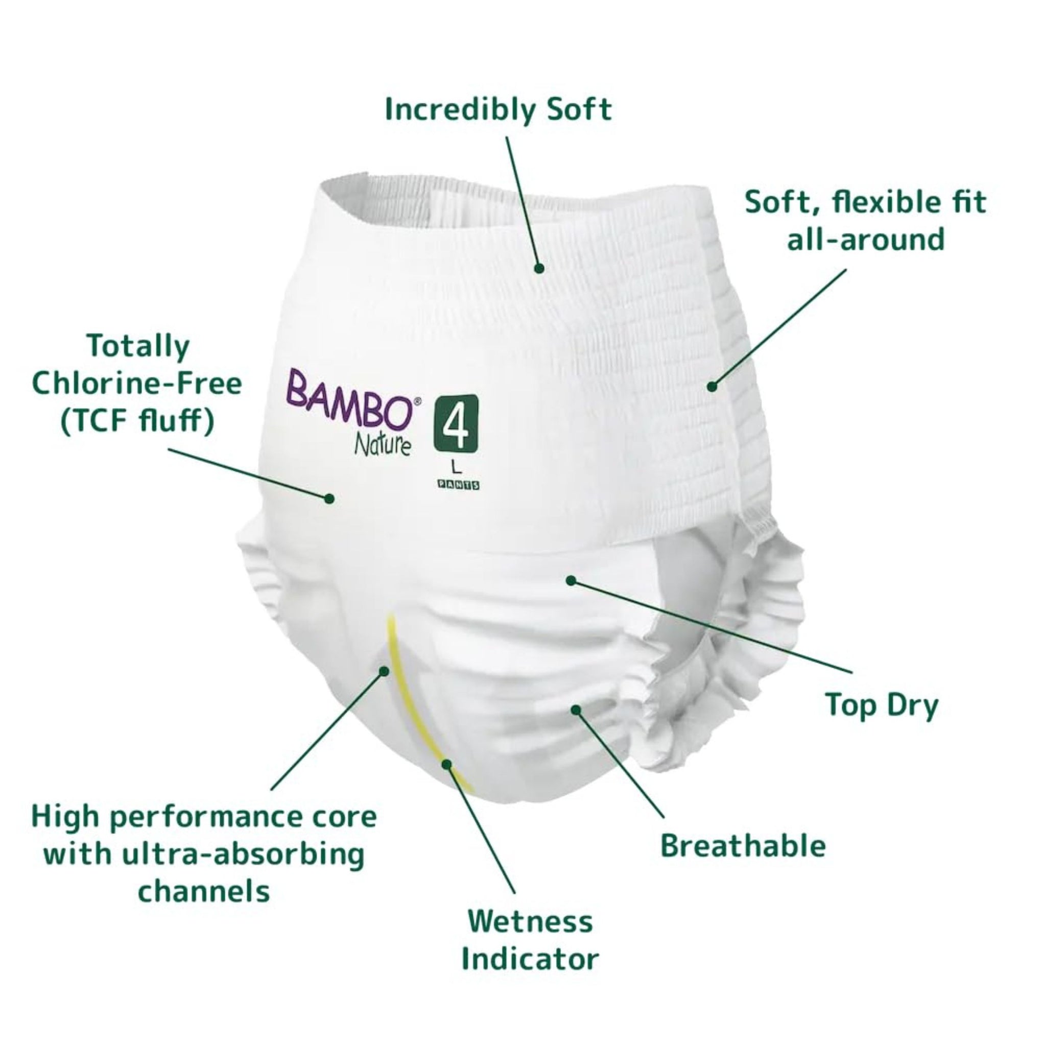 Bambo Nature Baby Diaper Pants Size 4 (L), 7–12 kg | Ultra-Soft, Breathable & Eco-Friendly | Available in 20 Pcs & 40 Pcs