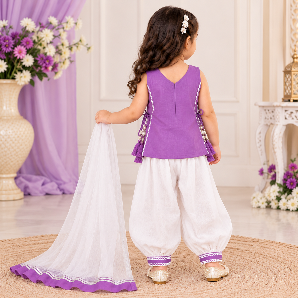 SMILE BABY girls purple ethnic outfit with dupatta