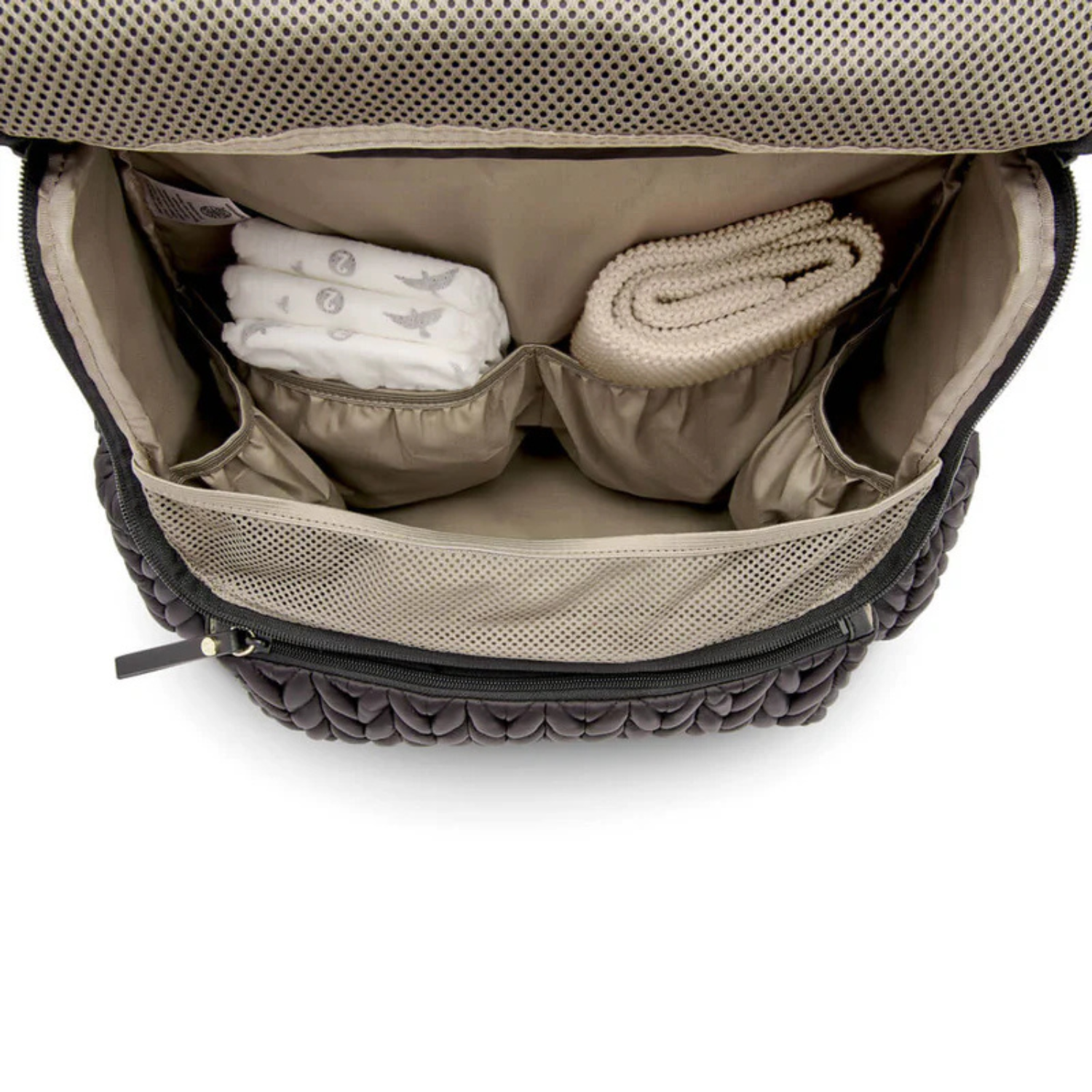 Luxe Quilted Diaper Backpack – Large Capacity Baby Bag with Insulated Pockets & Multiple Compartments (Black)