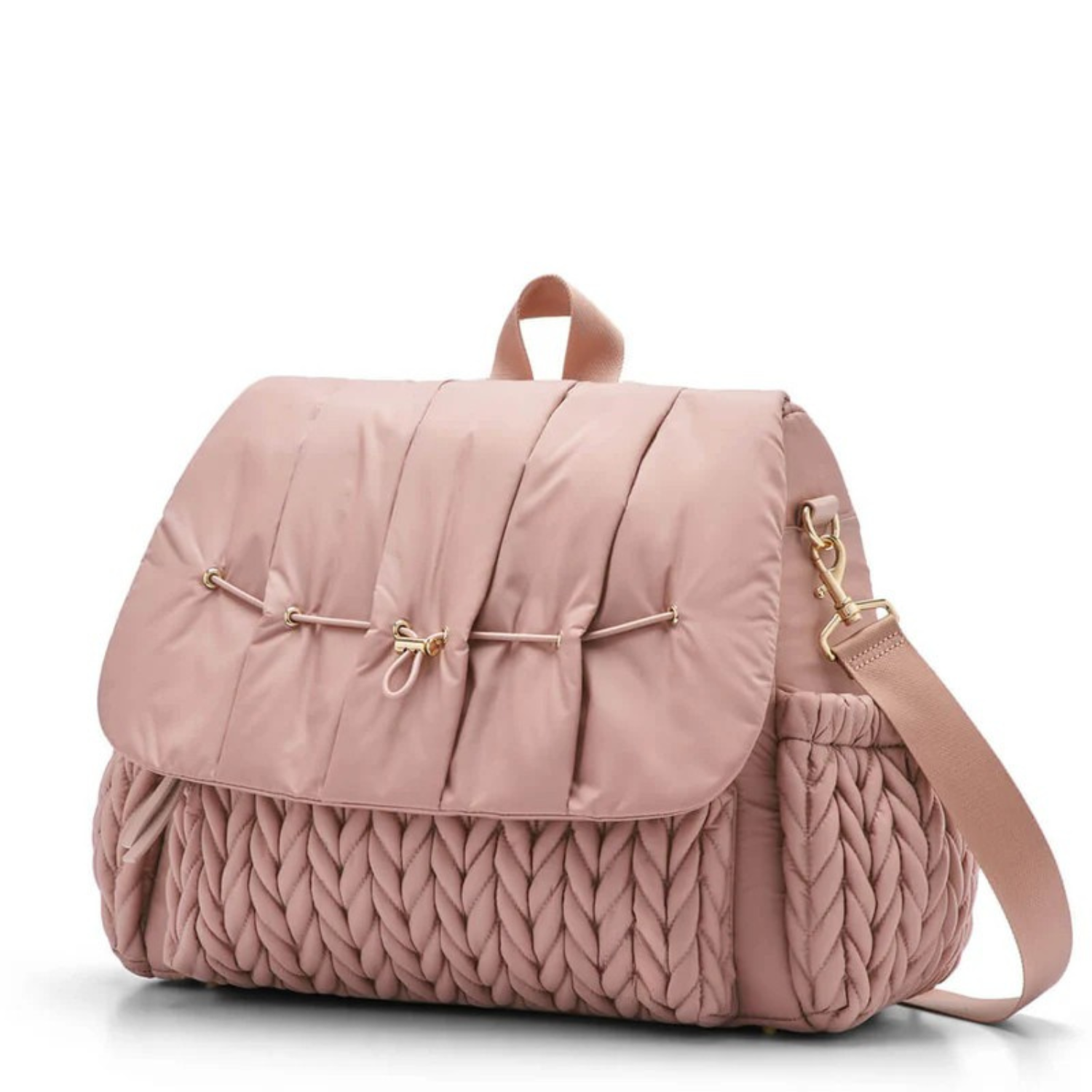 Luxe Quilted Diaper Backpack – Large Capacity Baby Bag with Insulated Pockets & Multi-Compartment Storage (Dusty Rose)