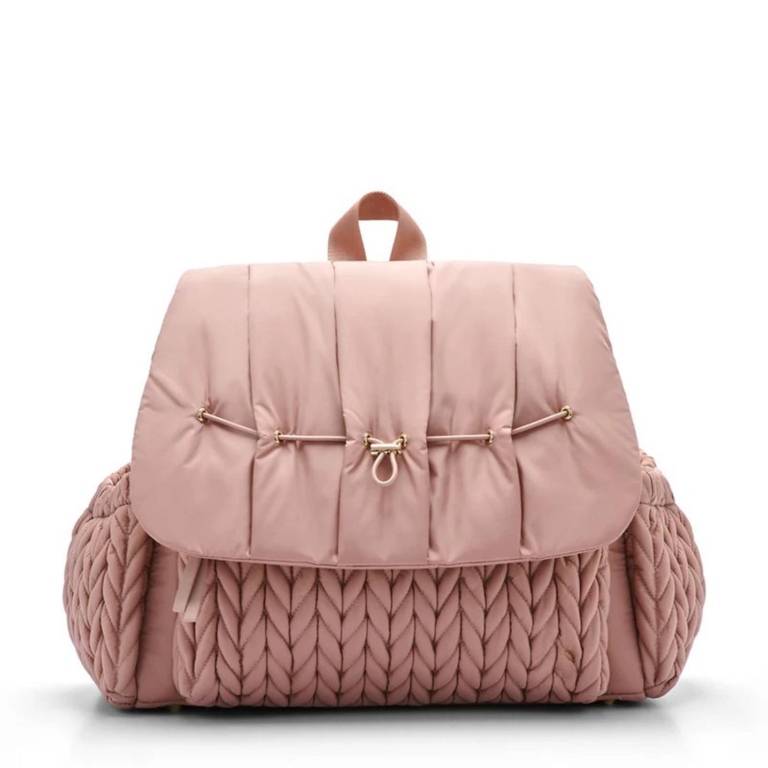 Luxe Quilted Diaper Backpack – Large Capacity Baby Bag with Insulated Pockets & Multi-Compartment Storage (Dusty Rose)