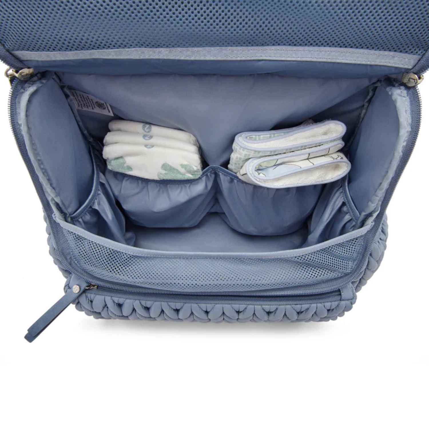 Luxe Quilted Diaper Backpack – Large Capacity Baby Bag with Insulated Pockets & Multiple Compartments (Ash Blue)